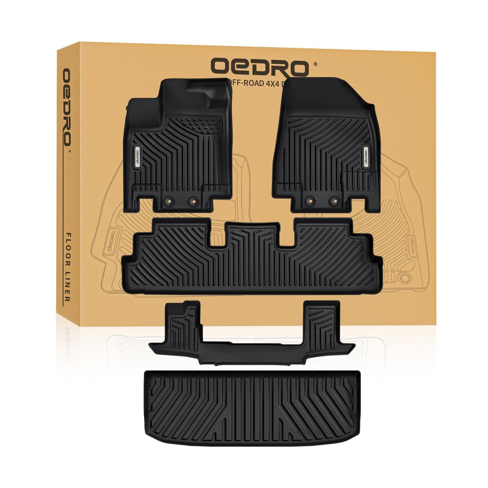 All Weather 3 Rows Full Set w/Cargo Mat, TPE Heavy-Duty, Black All Weather 3 Rows Full Set w/Cargo Mat, TPE Heavy-Duty, Black