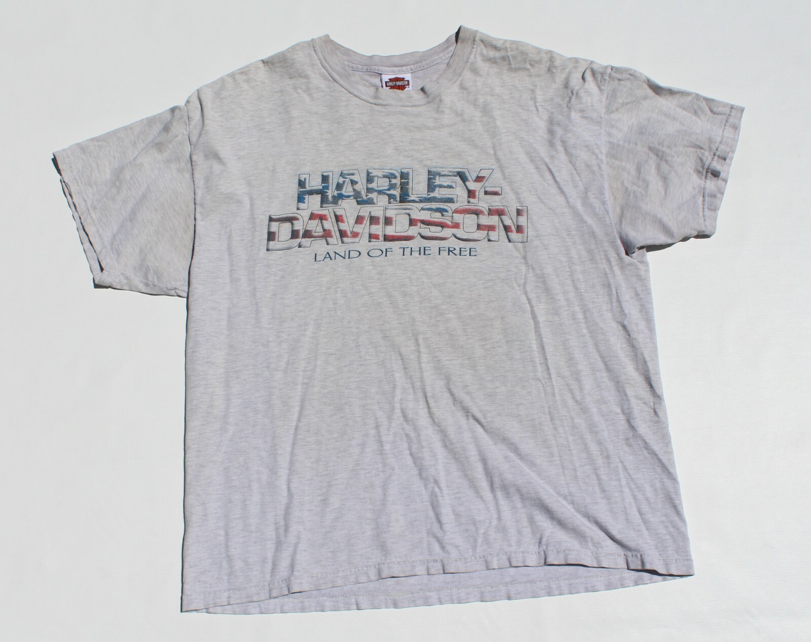 Vintage Harley Davidson T Shirt XL Land of the Free Stars and Stripes Modesto CA