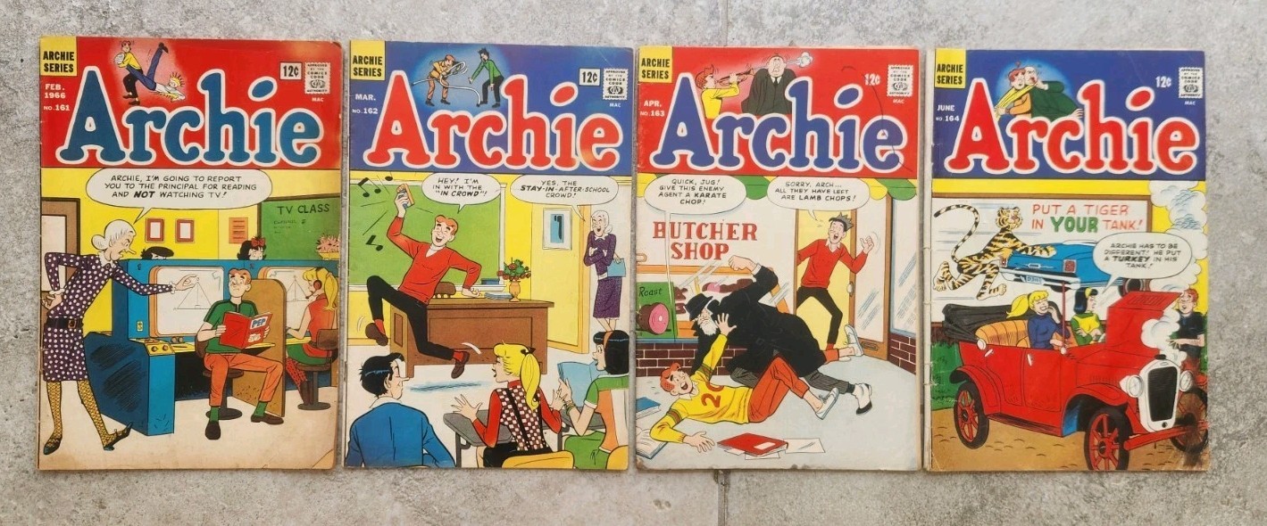 Archie Comics # 161 162 163 164 lot of 4 1966 issues in GD to VG Archie Comics # 161 162 163 164 lot of 4 1966 issues in GD to VG