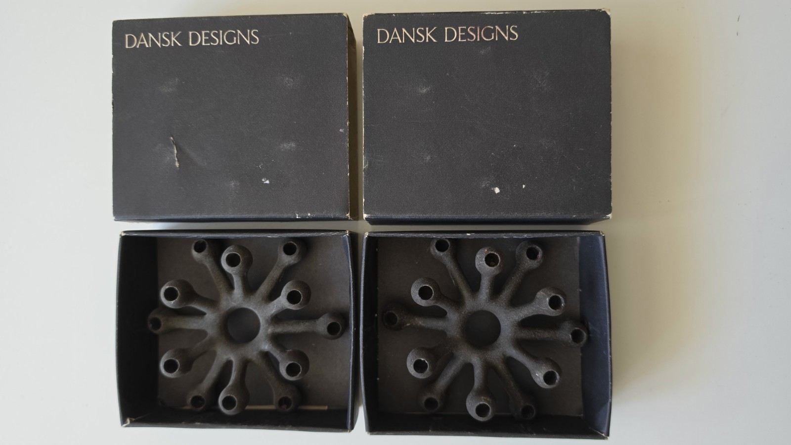 Vintage Dansk Cast Iron Spider Candleholders Pair By Jens Quistgaard W/boxes...