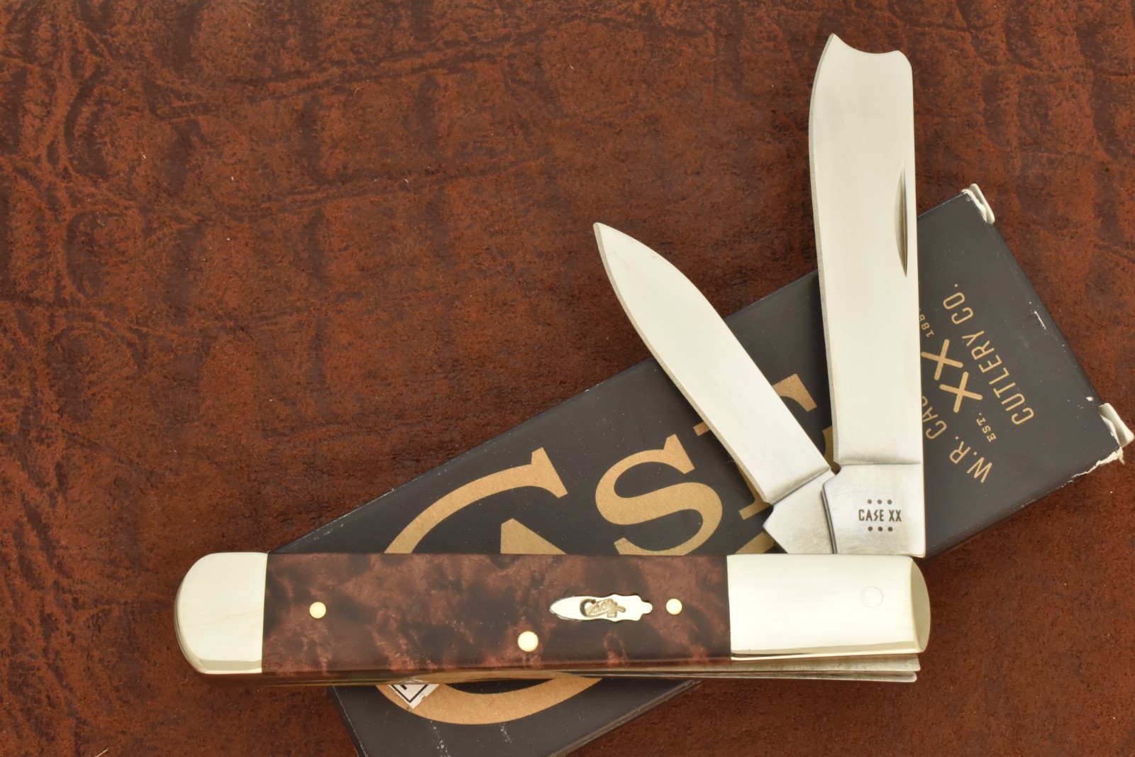 CASE XX USA MAPLE BURL WOOD ONE ARM MAN RAZOR KNIFE 2024 72005RAZ SS (15420)