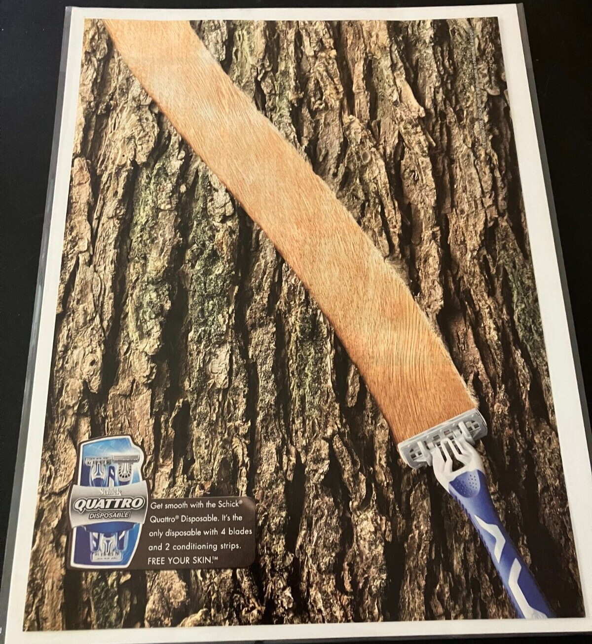 Schick Quattro Shaving Razor - Original Print Ad / Poster / Wall Art - MINT