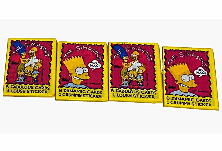 Topps The Simpsons Sealed Trading Card Packs Lot of 4 w/ Sticker 1990