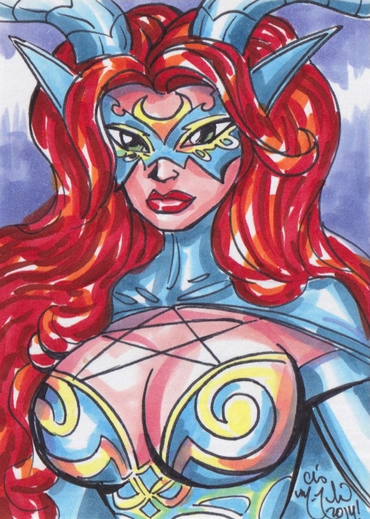 Tarot, Witch of the Black Rose Original Sketch Card Painting by Chris McJunkin