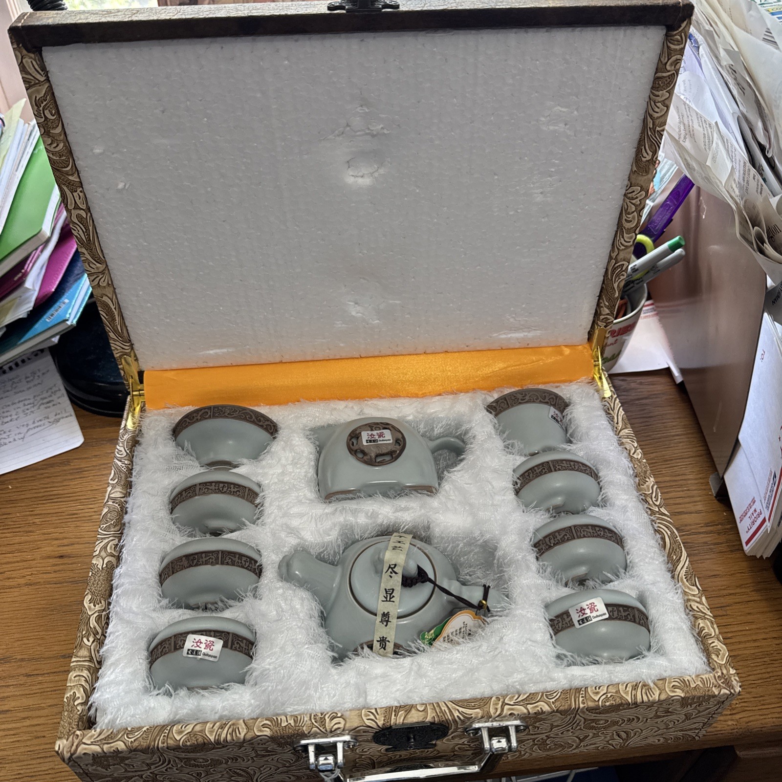 Chinese Ru porcelain ten-piece tea ceremony set