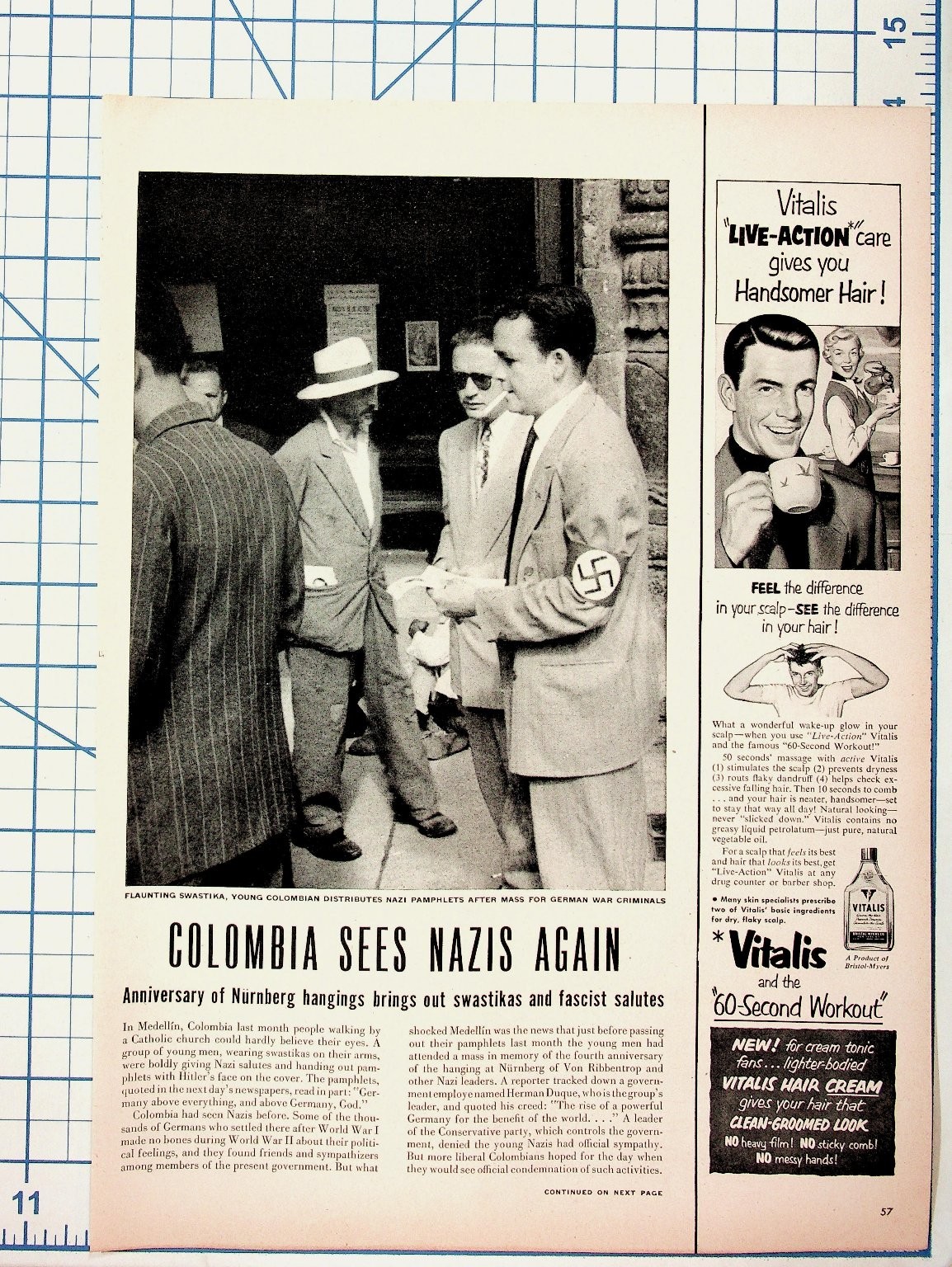 1940s Colombia Nazis Swastika Salute Vintage Magazine Article Print Ad