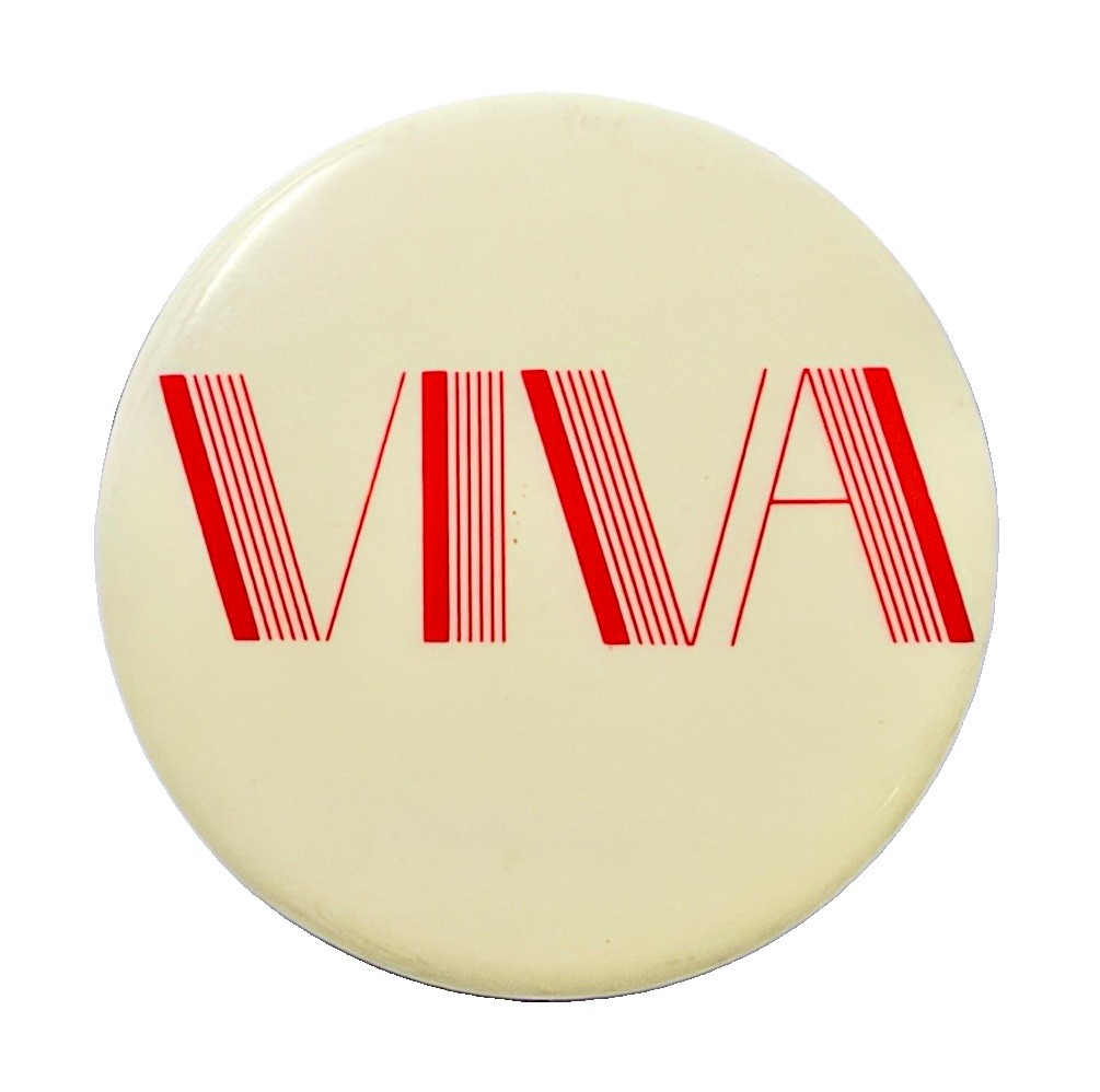 Vintage VIVA Magazine Promotional Pinback Button 1970s Retro Logo Pin Celluloid
