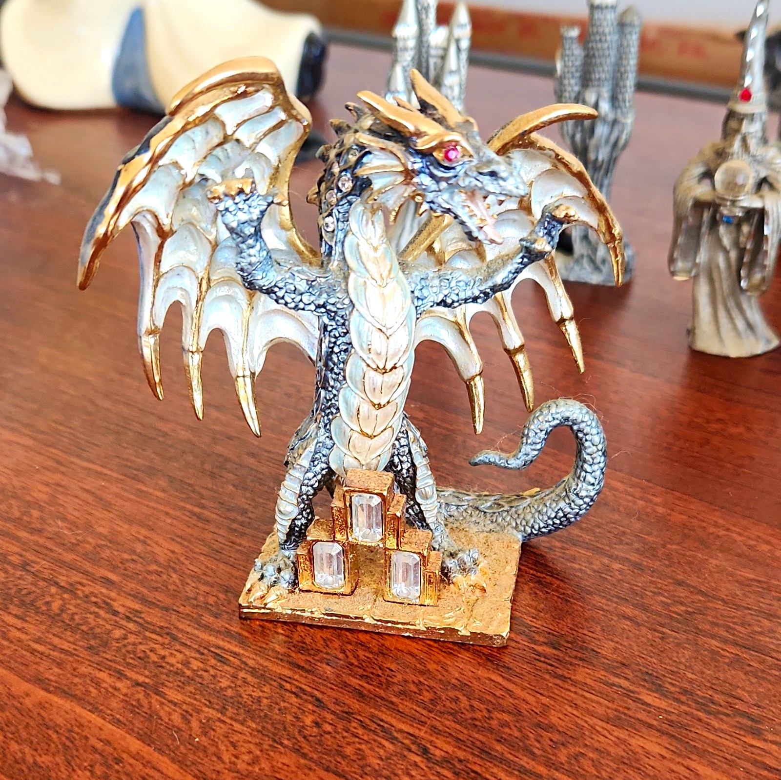 Robert Sorby Pewter Wizard & Dragon Figurine Lot Incantation Collection 1987