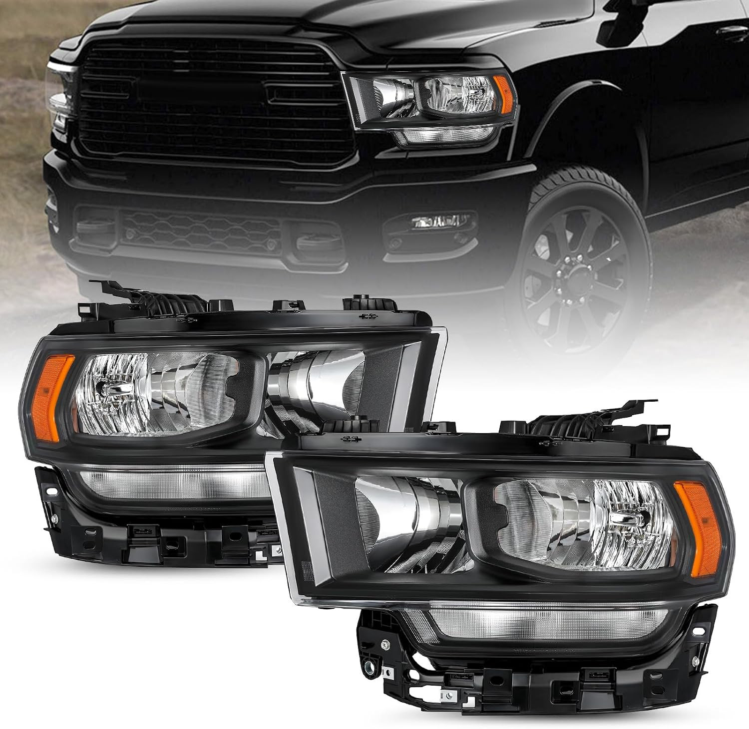 Halogen Headlight Fit For2019-2024 Dodge Ram 2500 3500