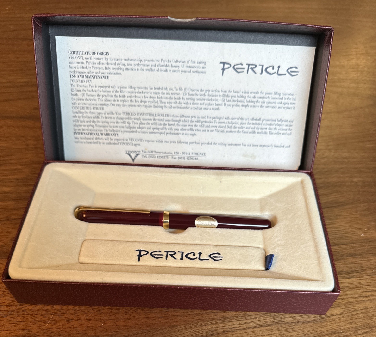 Visconti 1st Ed. Ruby Pericle Convertible Pen RARE in Orig Box