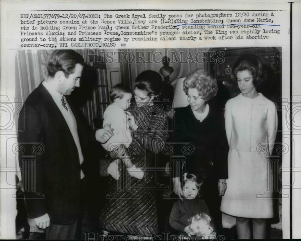 1967 Press Photo Greek Royal Family at Hesse Villa, Rome, Italy - nef39777