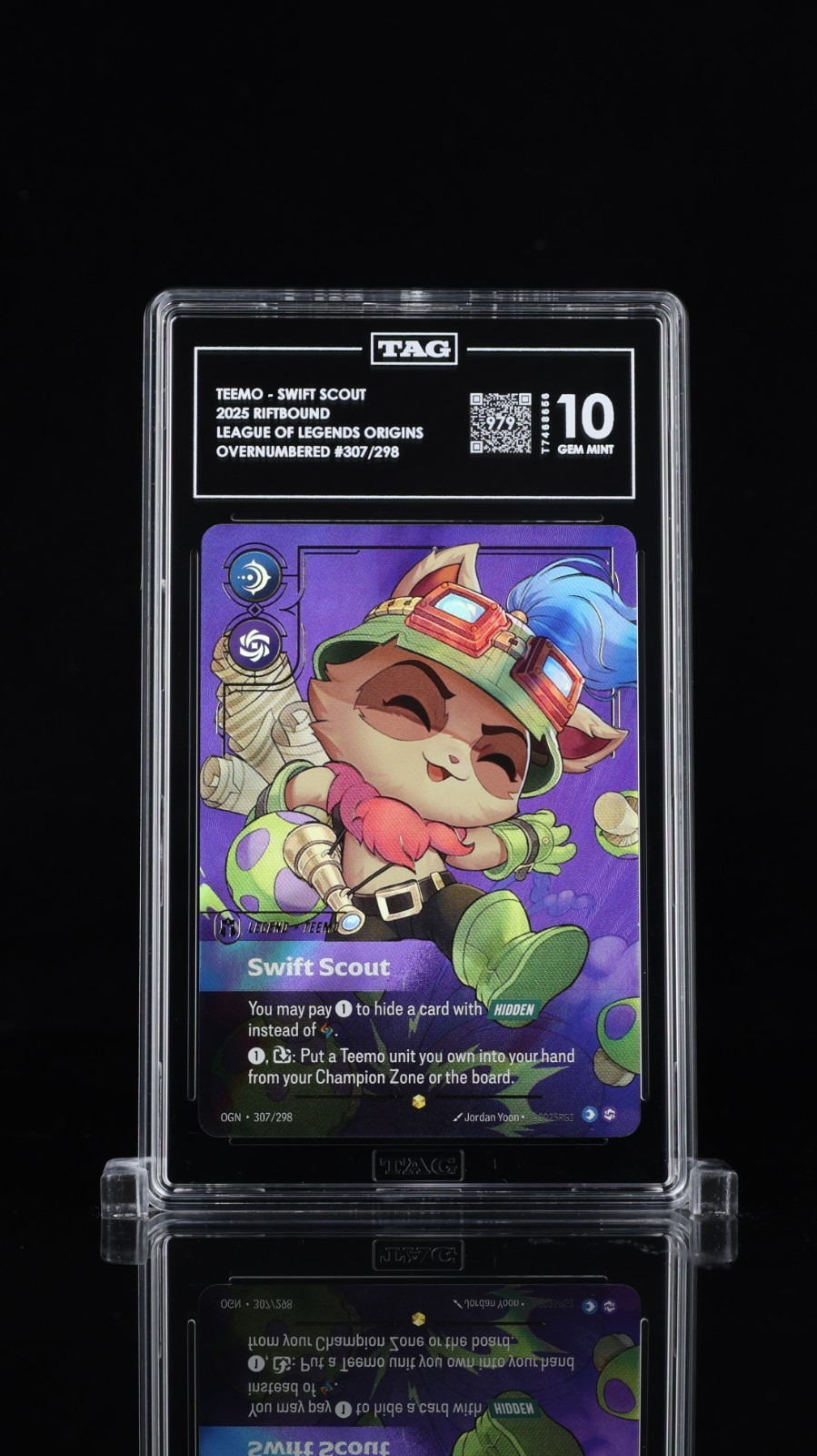 2025 RIFTBOUND: LEAGUE OF LEGENDS ORIGINS #307 TEEMO SWIFT SCOUT TAG GEM MINT 10