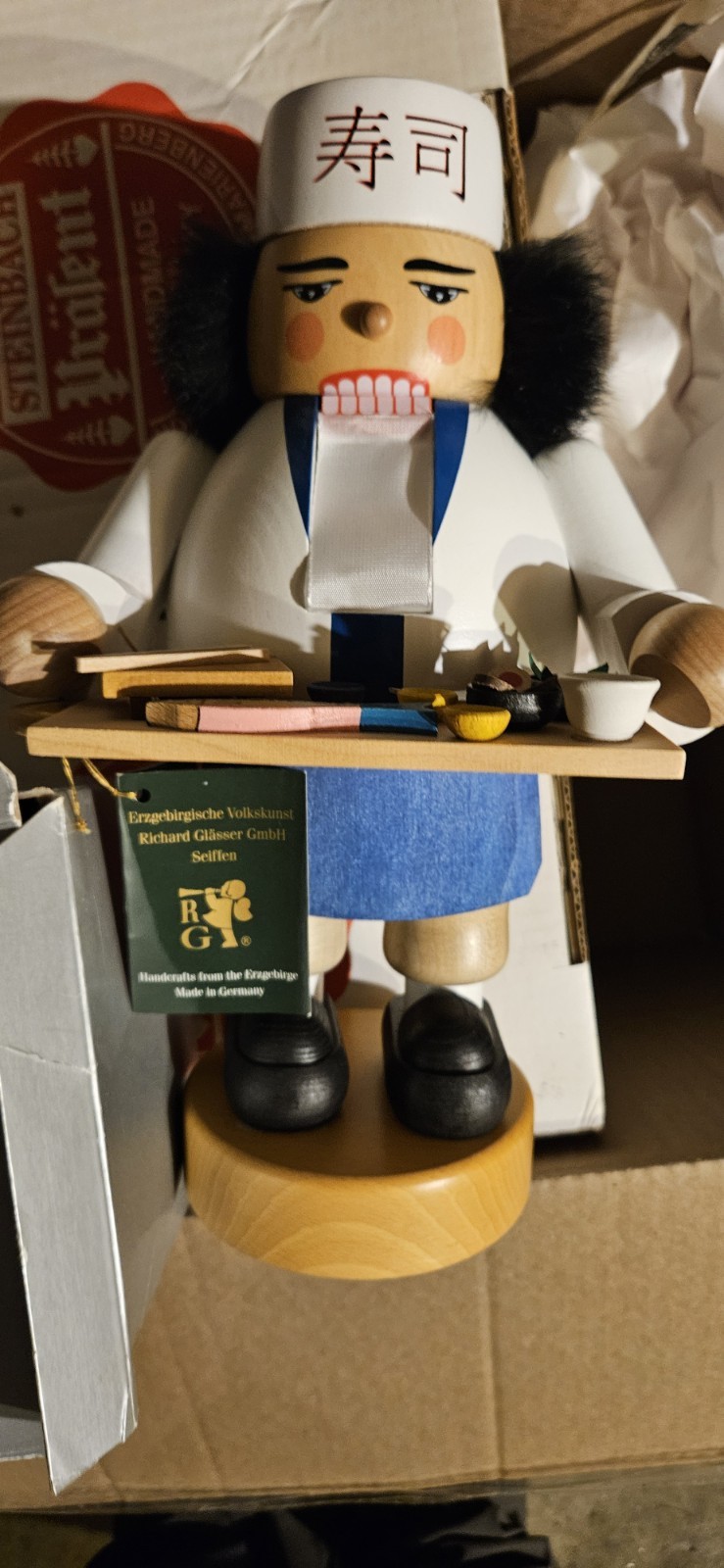 Richard Glässer Handmade German Wooden Sushi Chef Nutcracker RG