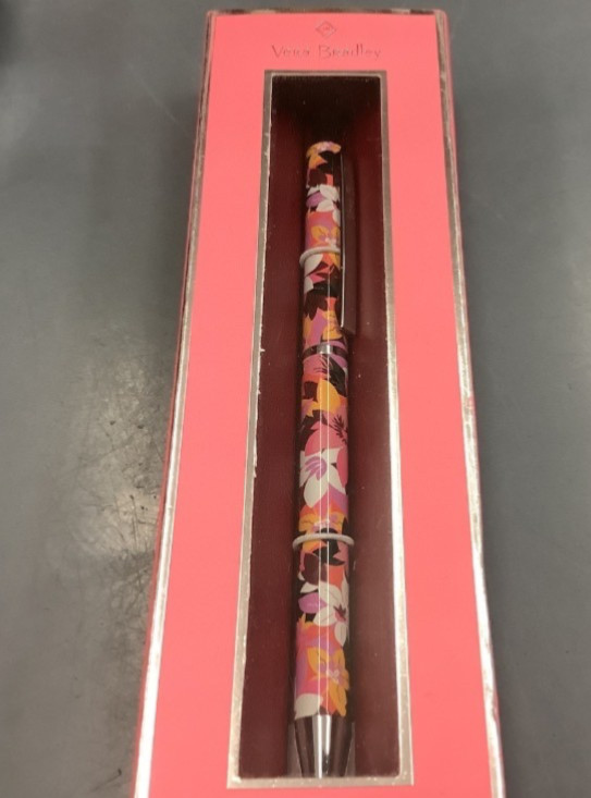 NIB Vera Bradley pink Rose Floral click top writing pen ds17