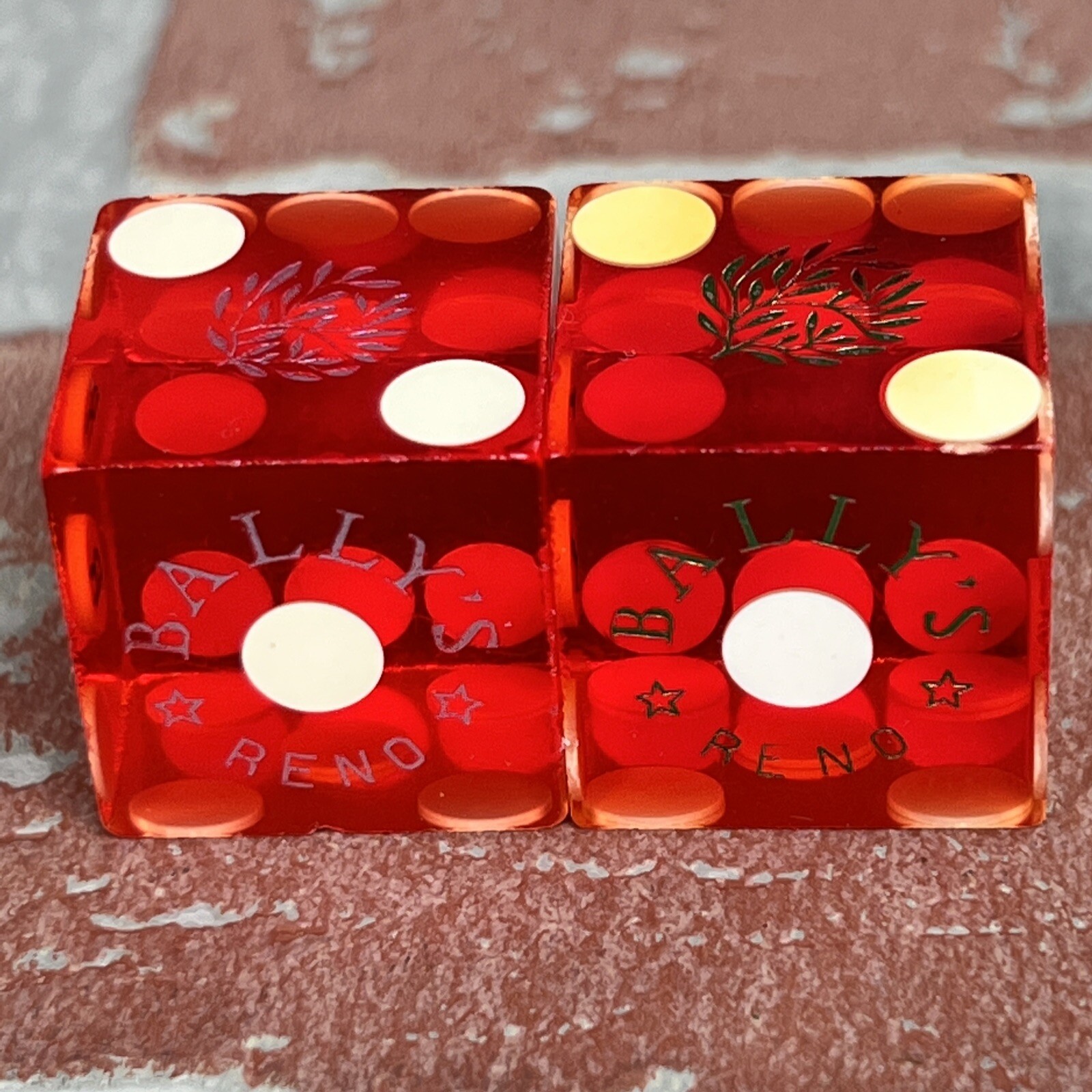 Vintage Authentic Bally’s Reno Club Dice Matching Pair