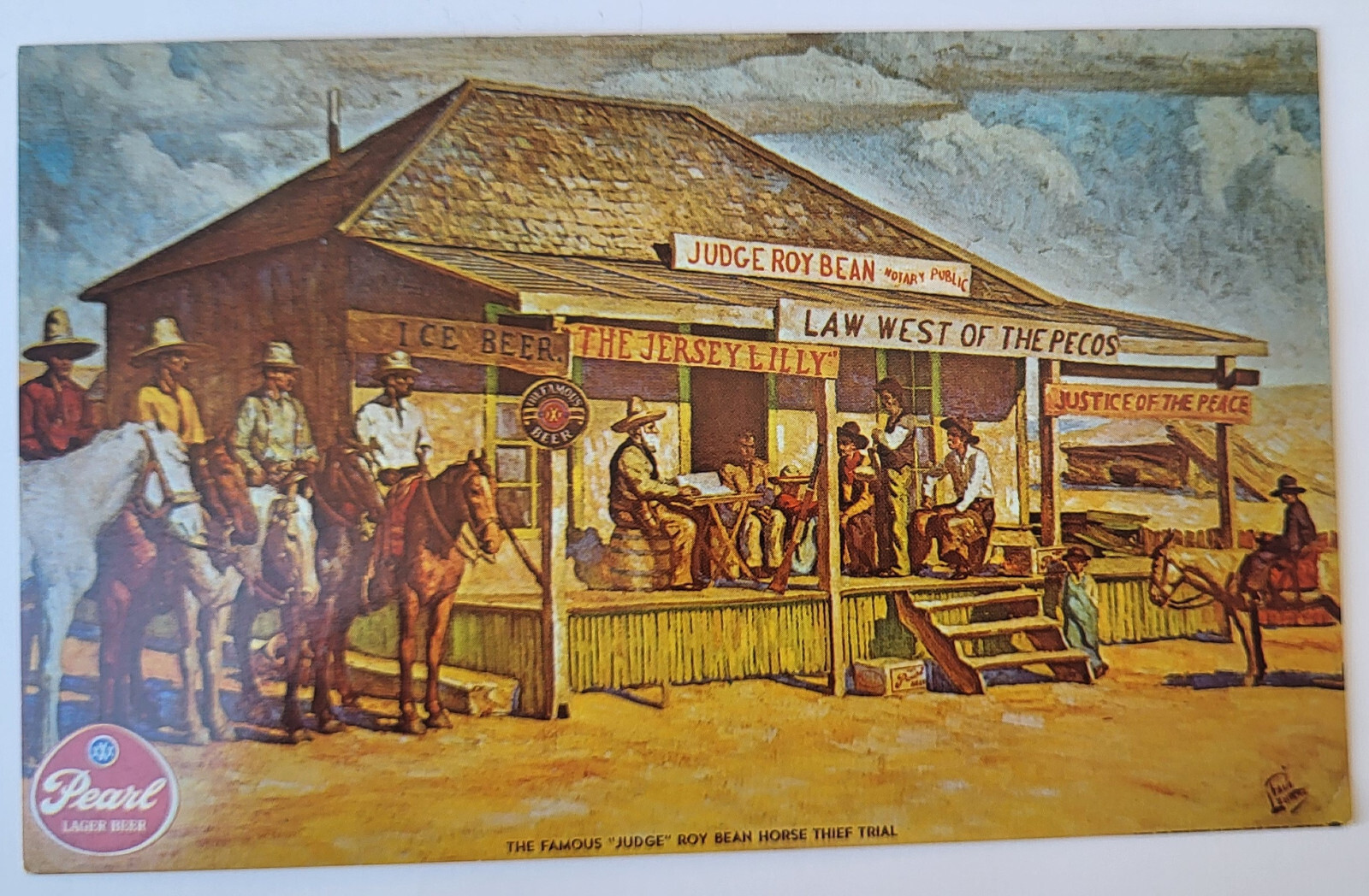 PEARL LAGER BEER ICONIC 1963 ADVERTISING PC JUDGE ROY BEAN JP THE JERSEY LILLY