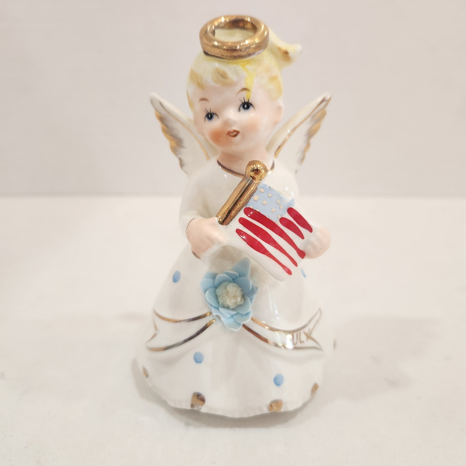Vintage Napco July Angel J-6736 Patriotic Girl Figurine Japan Original Sticker