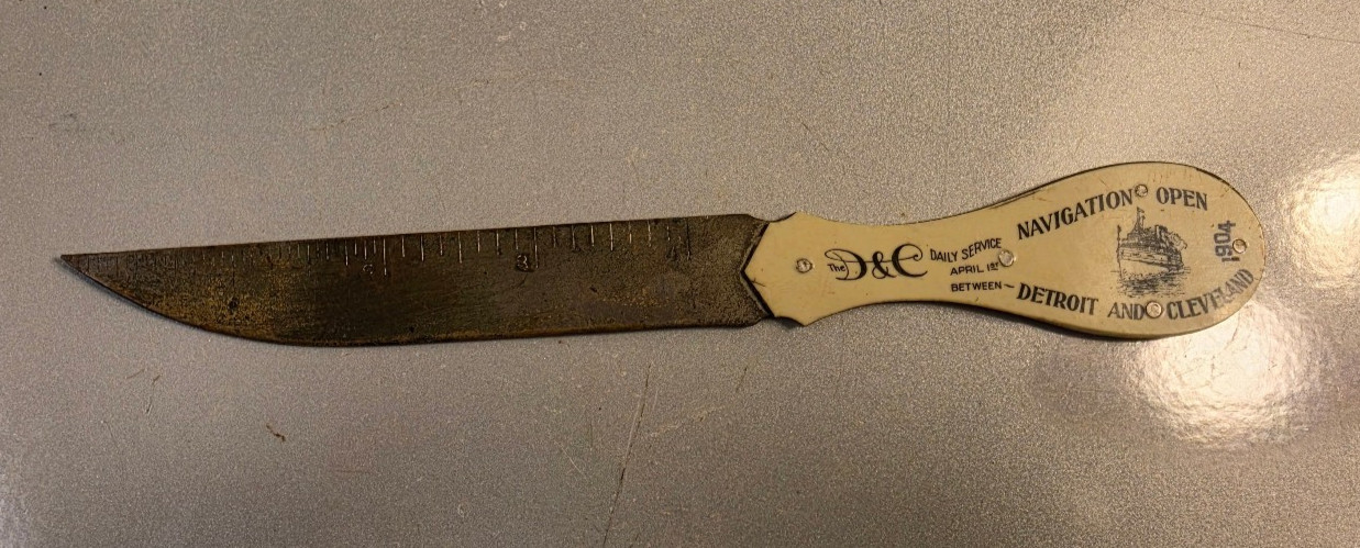 1904 Detroit Cleveland Navigation Co Antique Celluloid Letter Opener Knife