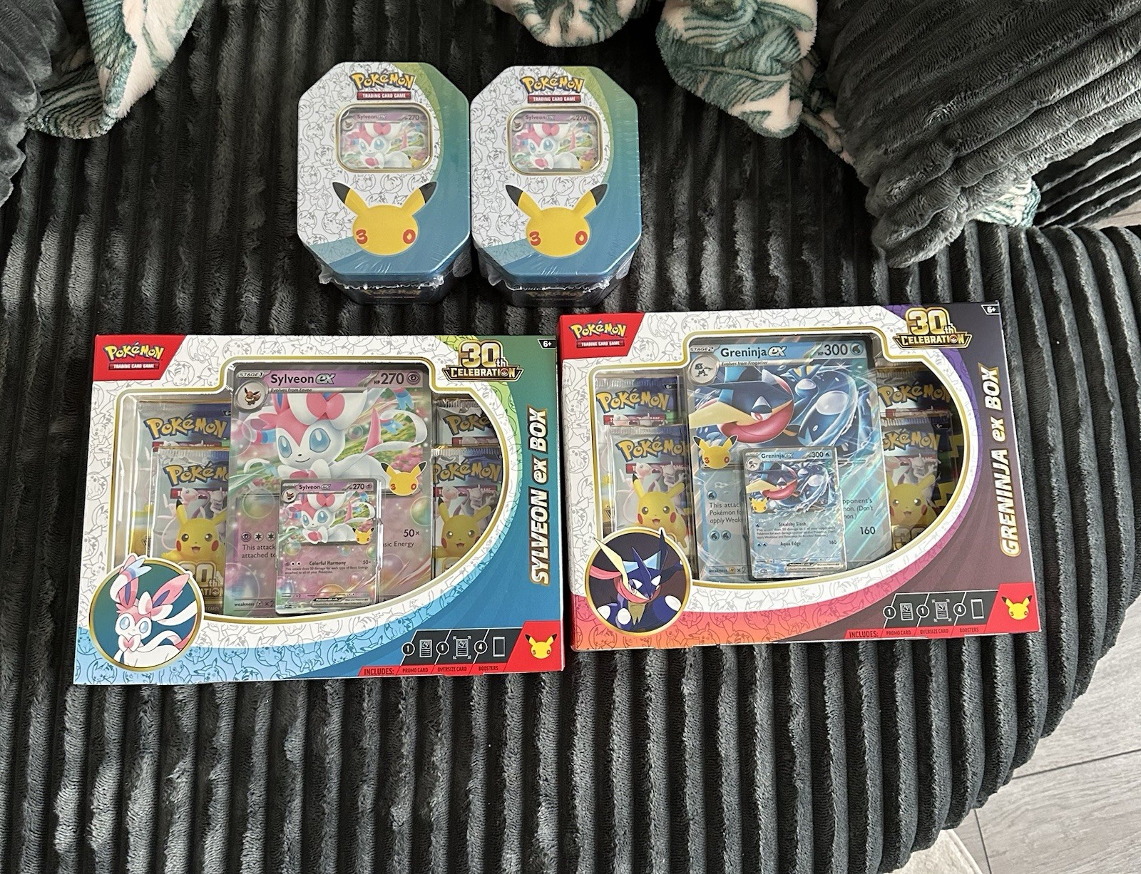 Pokémon 30th Sylveon/ Greninja Ex Boxes & Sylveon Greninja tins bundle Pokémon 30th Sylveon/ Greninja Ex Boxes & Sylveon Greninja tins bundle