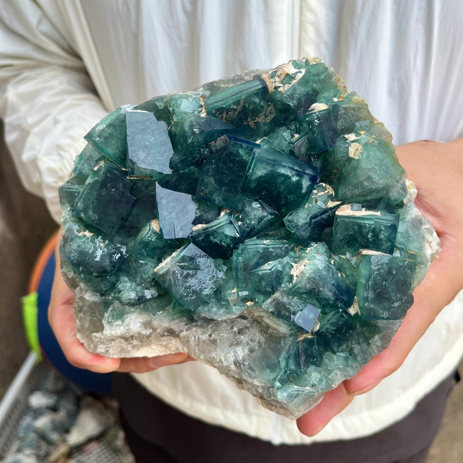5lb NATURAL Green Cube FLUORITE Quartz Crystal Cluster Mineral Specimen