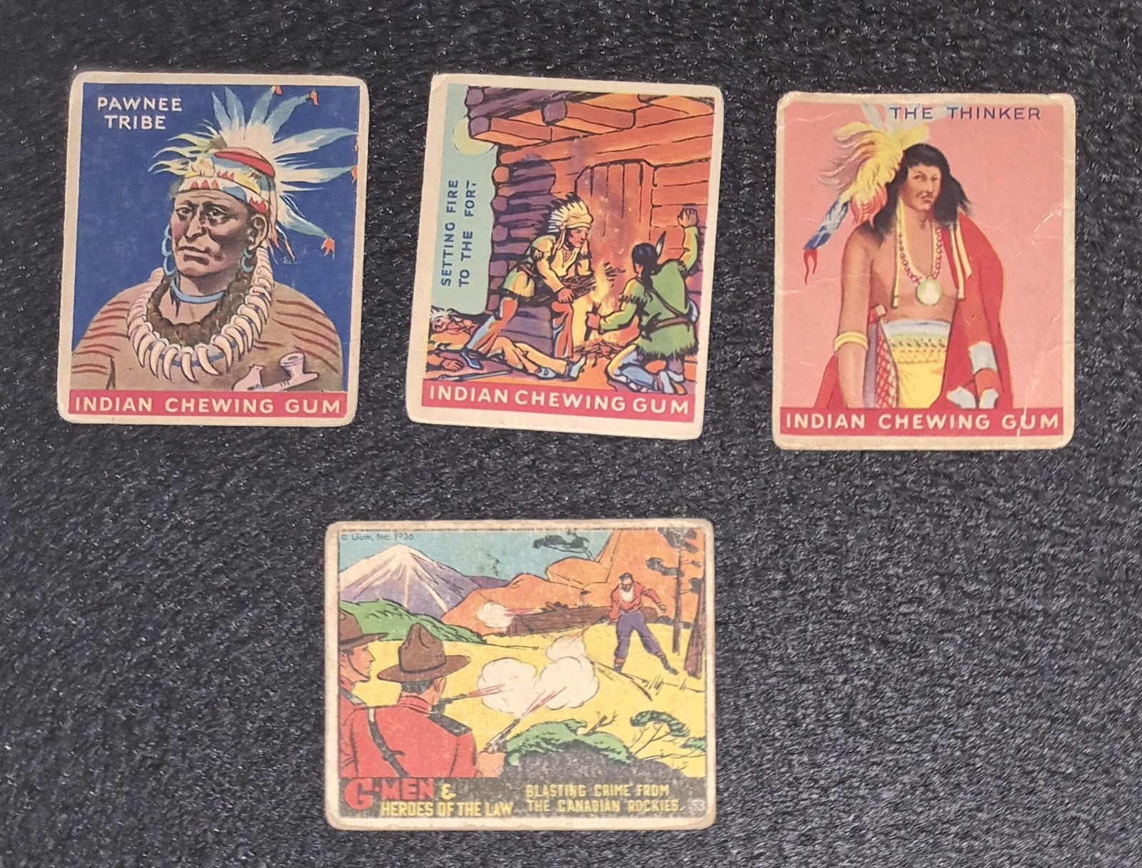 1933 Goudey Indian Gum 4 Vintage Tobacco Card Lot & 1936 G Men Heroes Of The Law