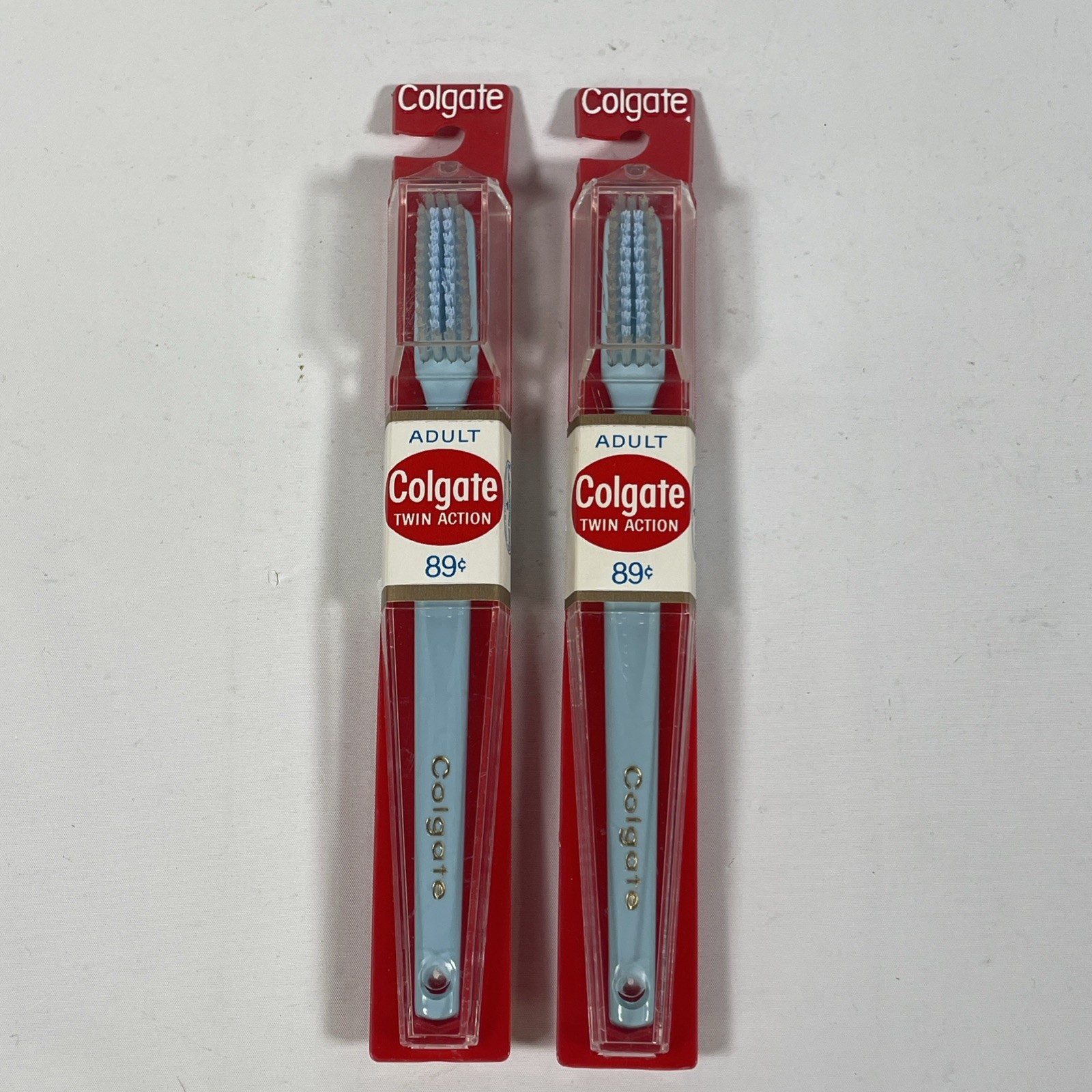 Vintage 1960s Colgate Twin Action Deluxe Toothbrush NOS USA 89 Cent LOT OF 2