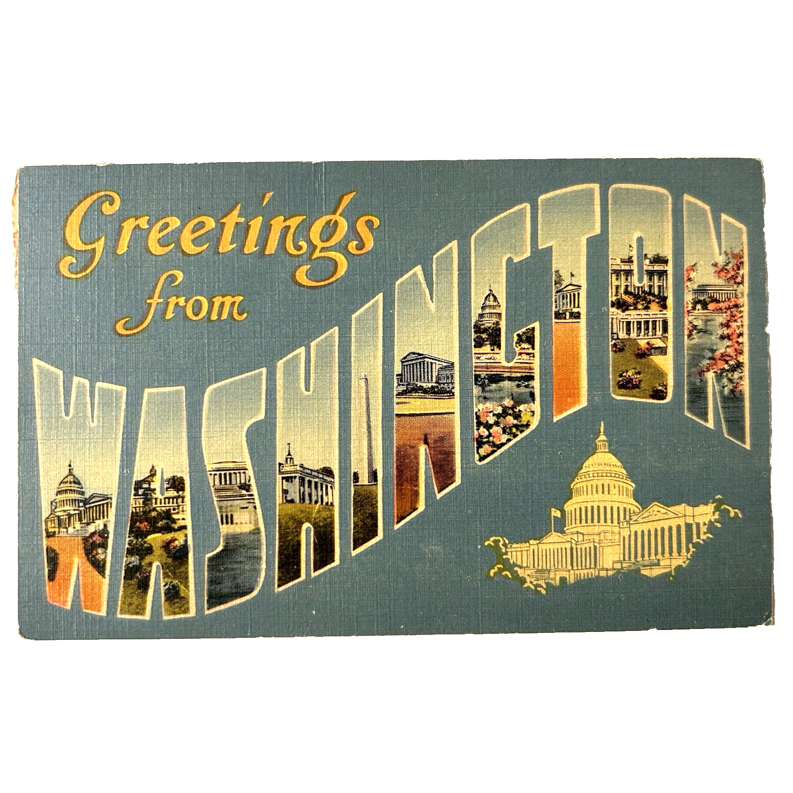 Postcard Washington DC Large Letter Greetings Multi View Capital Monument