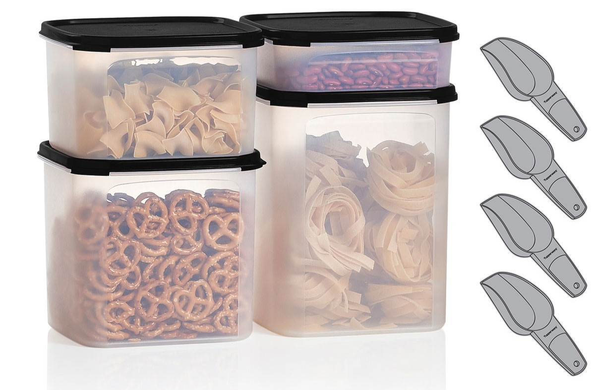 Tupperware Modular Mates Square 12-PIECE Set #1-#4 FREE SCOOPS COLOR CHOICE NEW