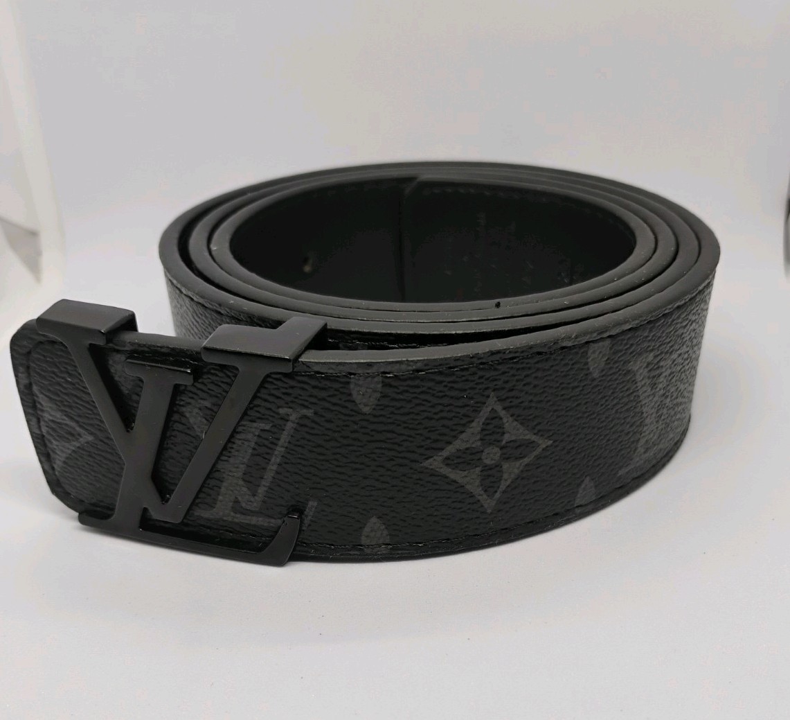 Men\'s Belt Initiales Buckle Black , Size 32-36 Waist Men\'s Belt Initiales Buckle Black , Size 32-36 Waist