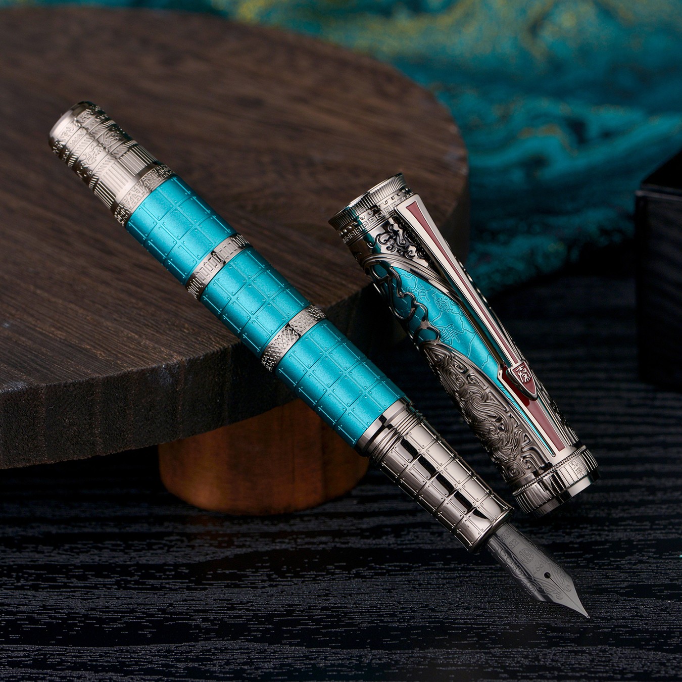 Hongdian D5S Fountain Pen EF/F/ M Nib & Converter Retro Qin Dynasty , Lake Blue Hongdian D5S Fountain Pen EF/F/ M Nib & Converter Retro Qin Dynasty , Lake Blue