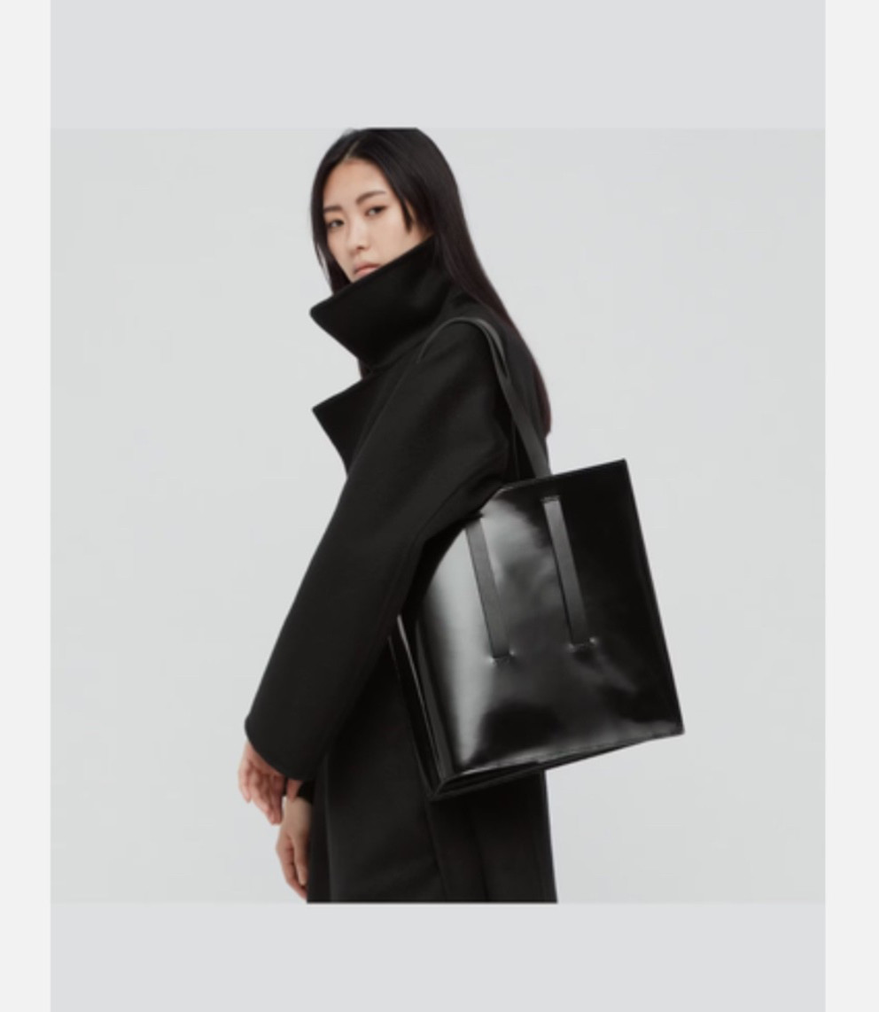 Uniqlo +J Jil Sander Leather Tote Bag Black Minimalist New in Box Shoulder
