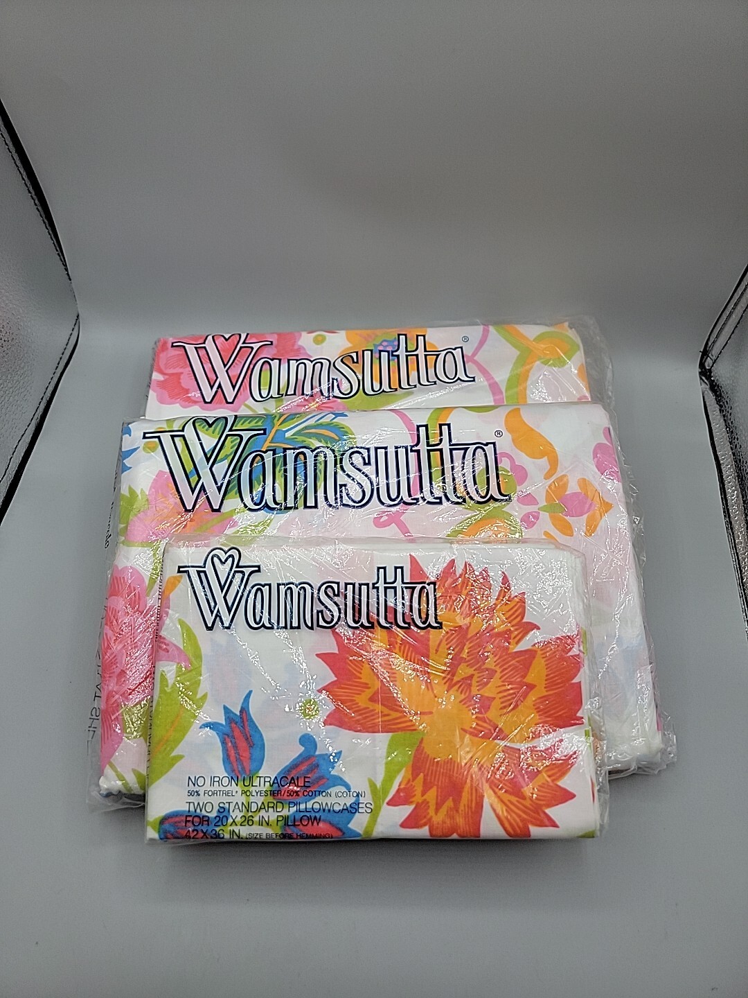 Vtg 70s Wamsutta Ultracale Meadowbrook Flower Power Double Sheets Pillowcases 