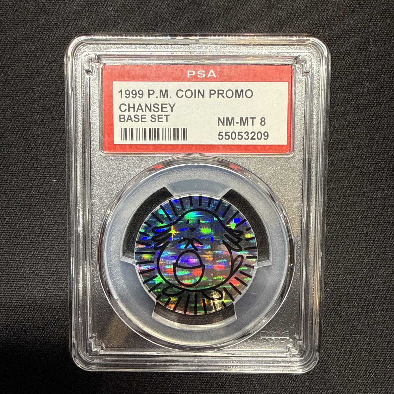 PSA 8 near mint / mint base set Chansey holo Coin Pokemon 1999 starter deck