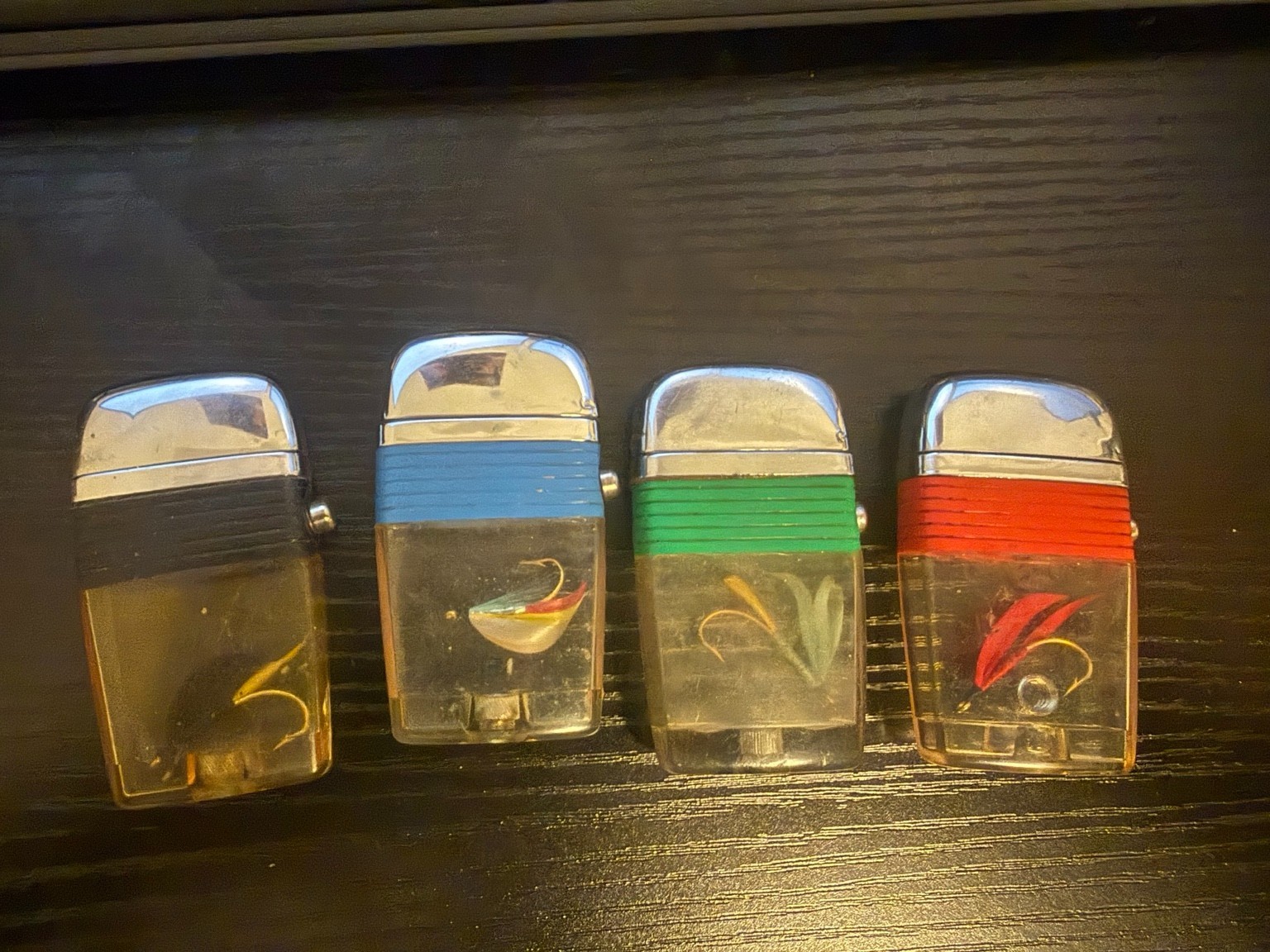 Vintage VU Scripto Lighters. Lot of 4