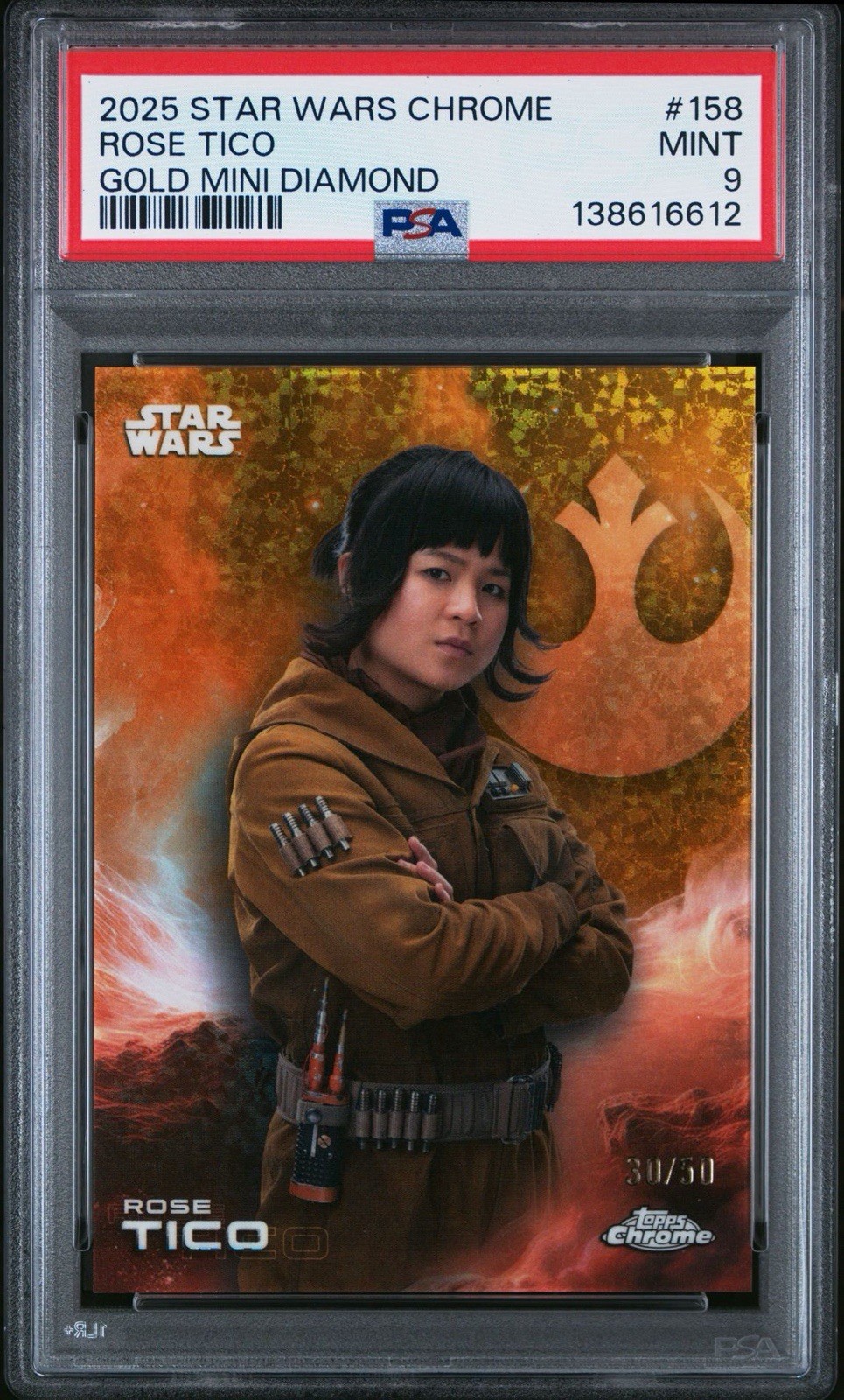 2025 Topps Chrome Star Wars Rose Tico Gold Mini Diamond /50 PSA 9 POP 1