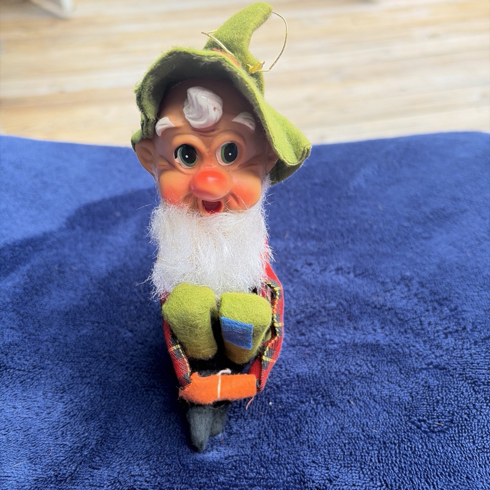 Vintage Jolly Face Gnome Pixie Elf Knee Hugger Large Christmas Ornament