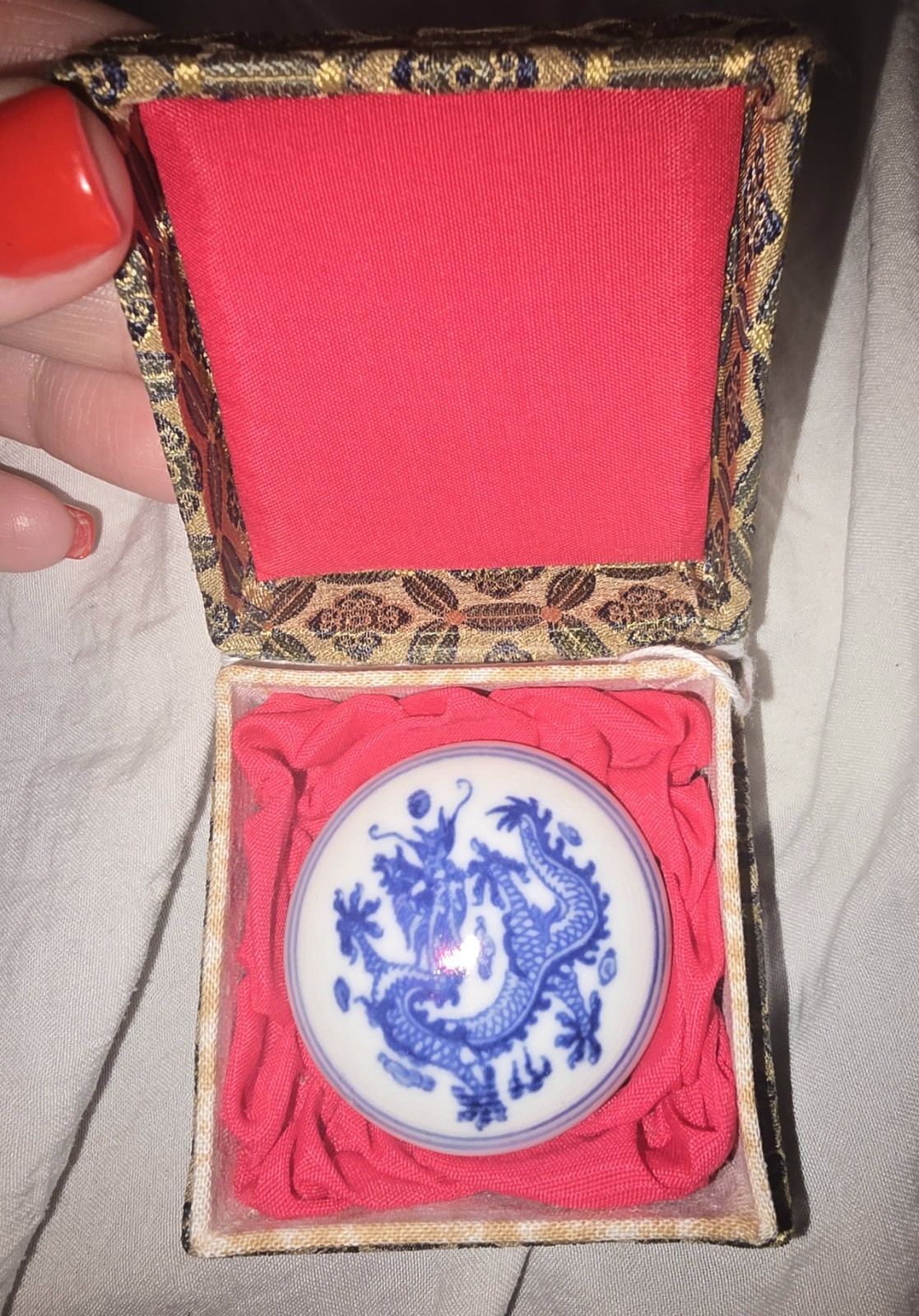VTG Chinese Porcelain Dragon Red Seal Paste Ink in Box Dragon 🐉 yinni stamp NEW