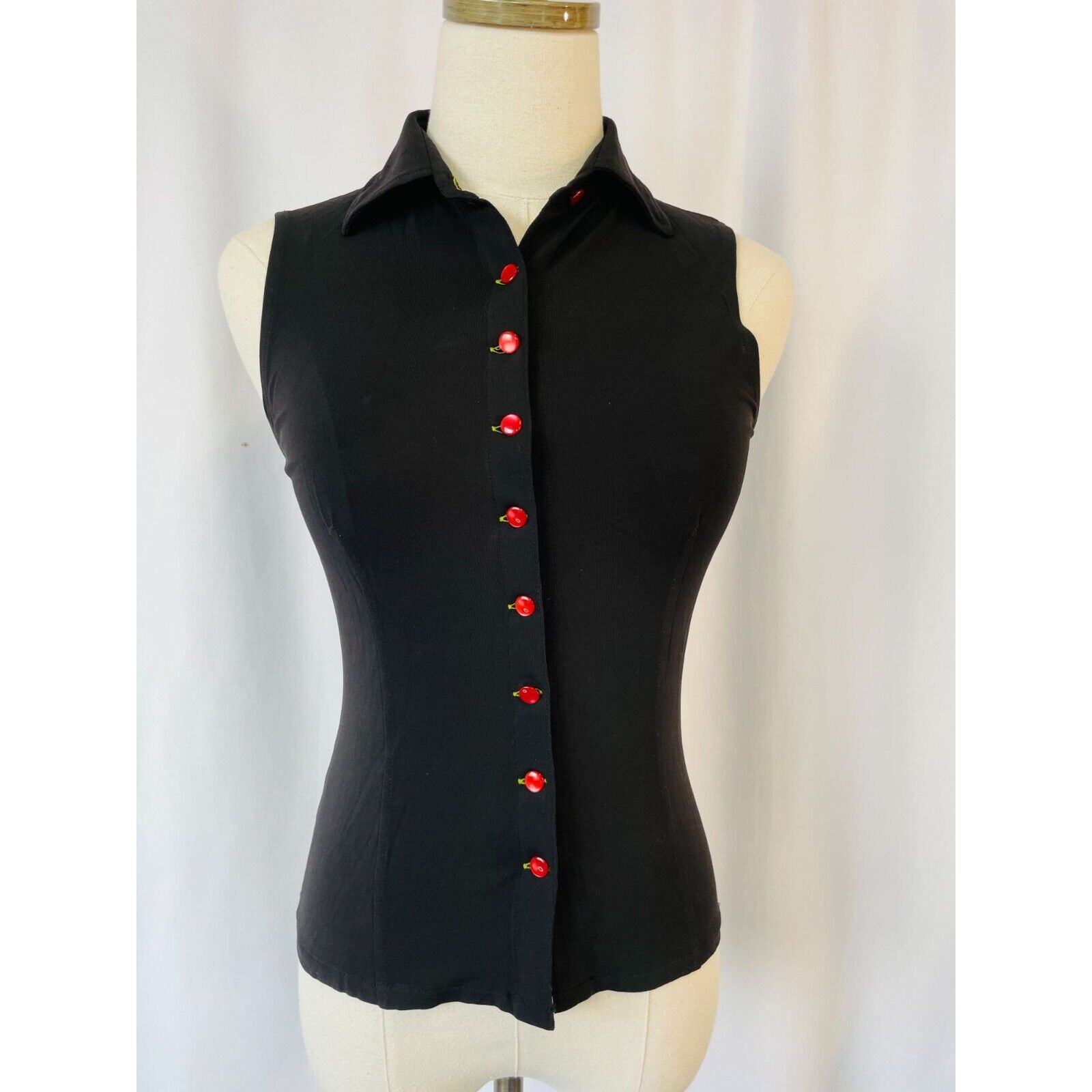 Moschino Mare Vintage Made in Italy Sleeveless Button Down Shirt Sz M