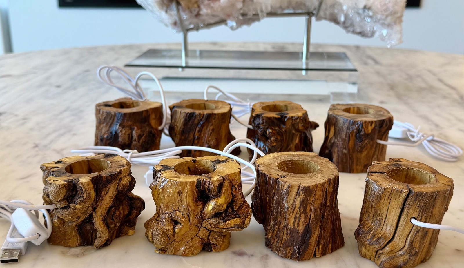 Wholesale Lot 8 Pcs USB powered Wooden LED Light Stand