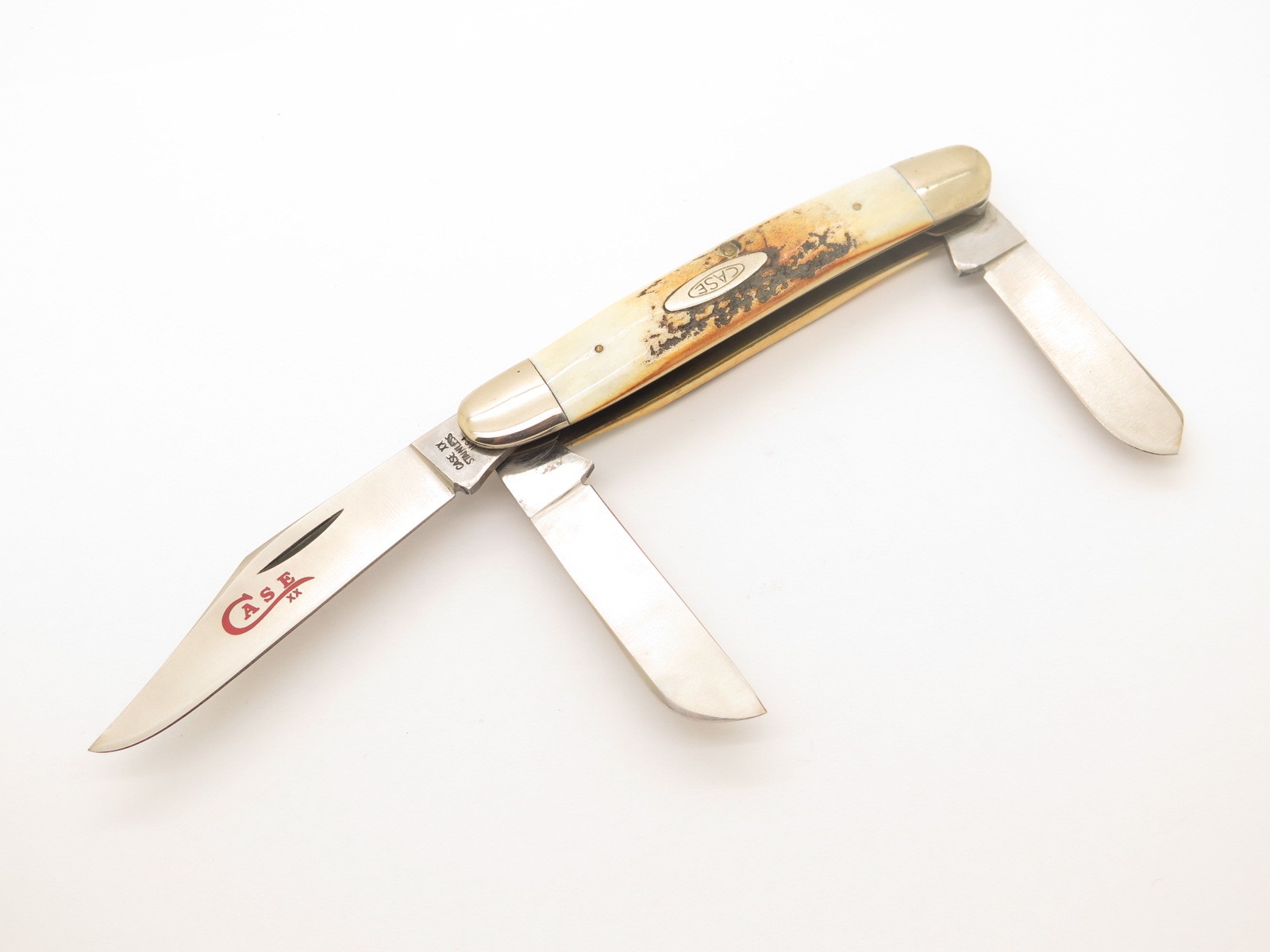 Vintage 1978 Case XX 5347 Stockman Red Letter Stag Handle Folding Pocket Knife