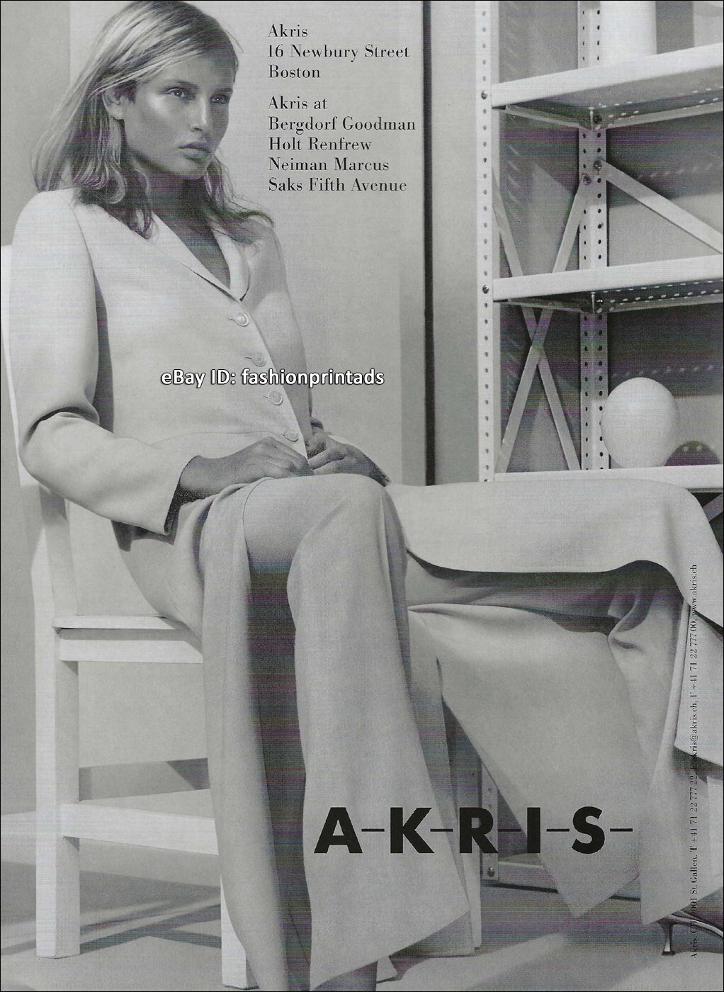 vintage AKRIS 1-Page PRINT AD Spring 2000 Supermodel BRIDGET HALL