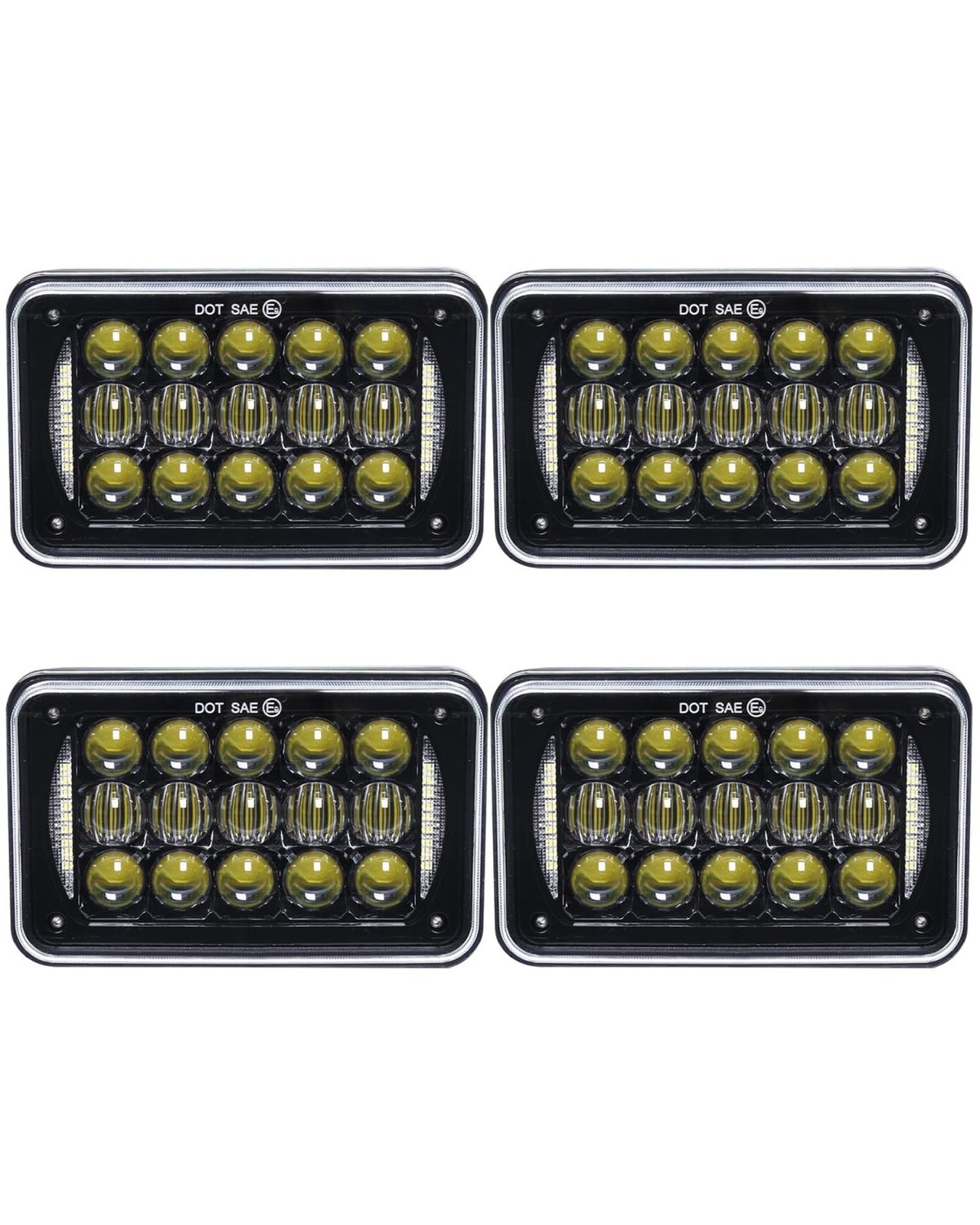 1000% Brighter 4X6 inch LED Headlights with DRL Black 4Pcs Black-4PCS 1000% Brighter 4X6 inch LED Headlights with DRL Black 4Pcs Black-4PCS