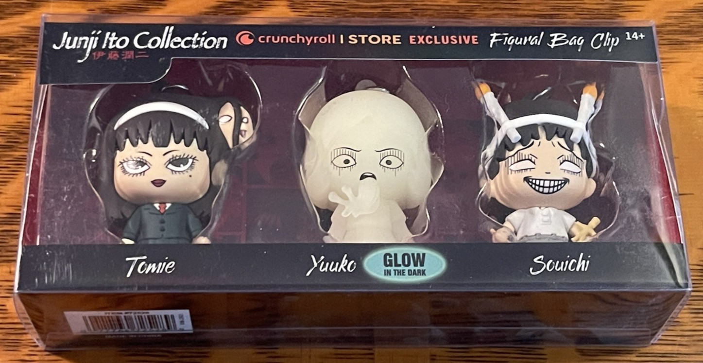 NEW~CRUNCHYROLL STORE EXCLUSIVE~JUNJI ILTO FIGURAL BAG CLIPS~SET OF 3~GLOW-DARK