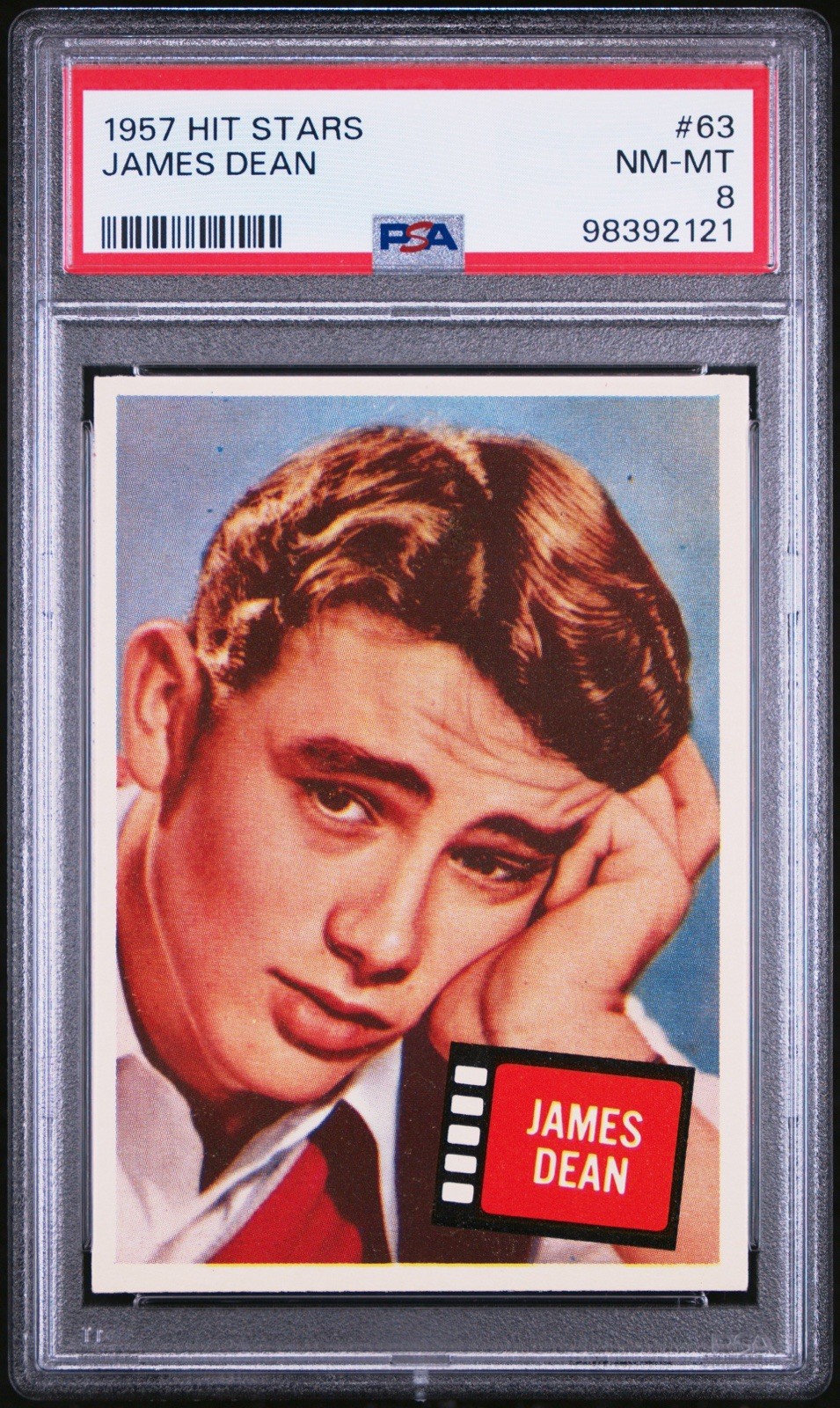 James Dean ROOKIE CARD PSA 8 1957 TOPPS HIT STARS #63 1950s Teen Idol 50s Star