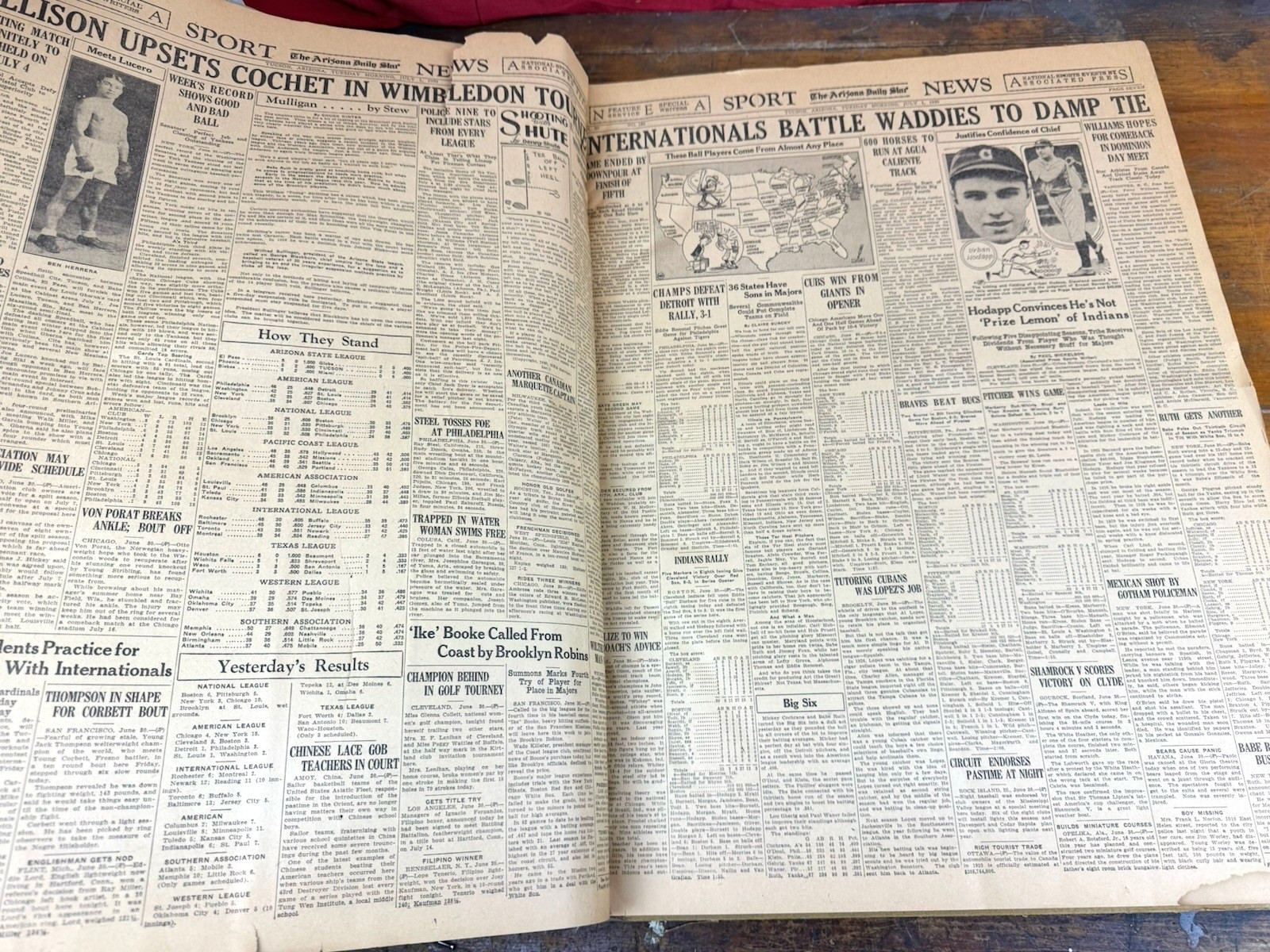 1930 Arizona Daily Star Newspapers JULY & AUG Bound State Librarian Sports, ADs
