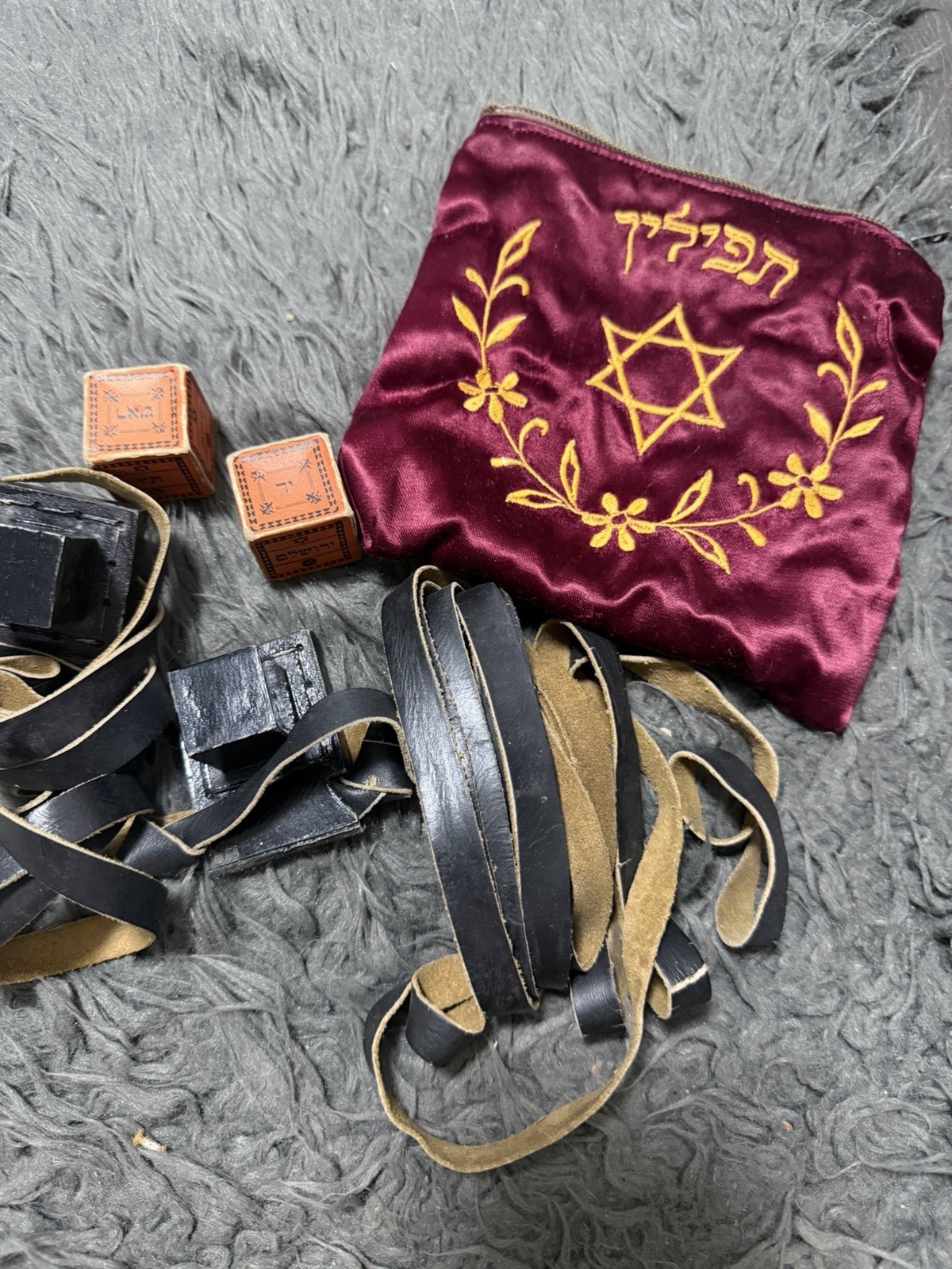 Tefillin Tfilin Tfillen  Red Bag Judaica Jewish
