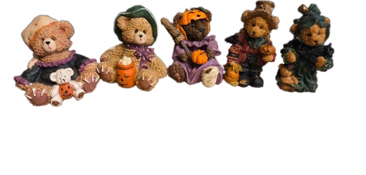 Vintage K\'s Collection Halloween Teddy Bear Figurines Lot of 5 Resin Decor 90s