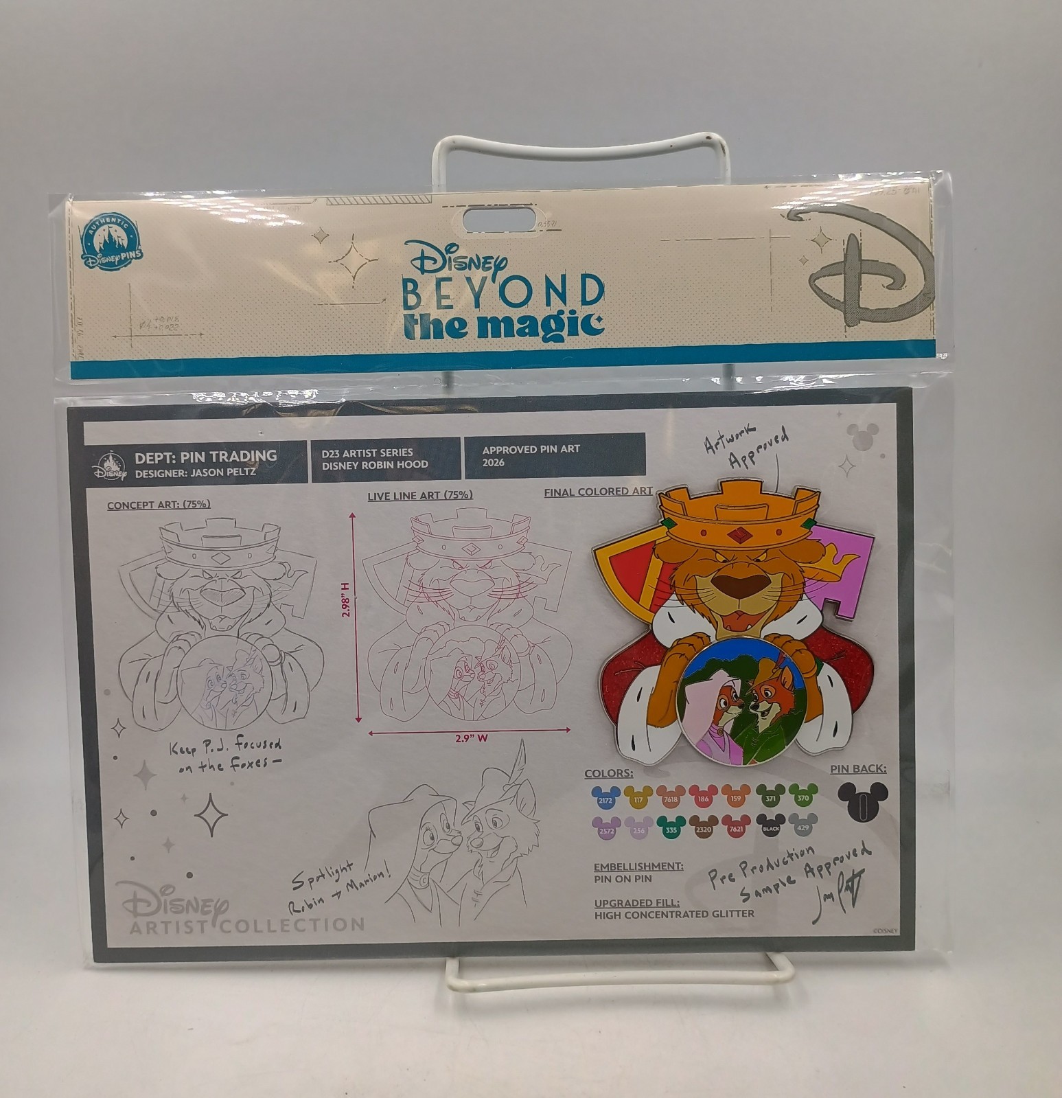 2026 D23 Disney Beyond The Magic ROBIN HOOD Ltd. Ed. Pin & Concept Art NIP