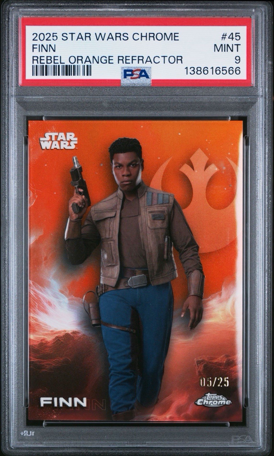 2025 Topps Chrome Star Wars Finn #45 Rebel Orange /25 PSA 9 POP 1