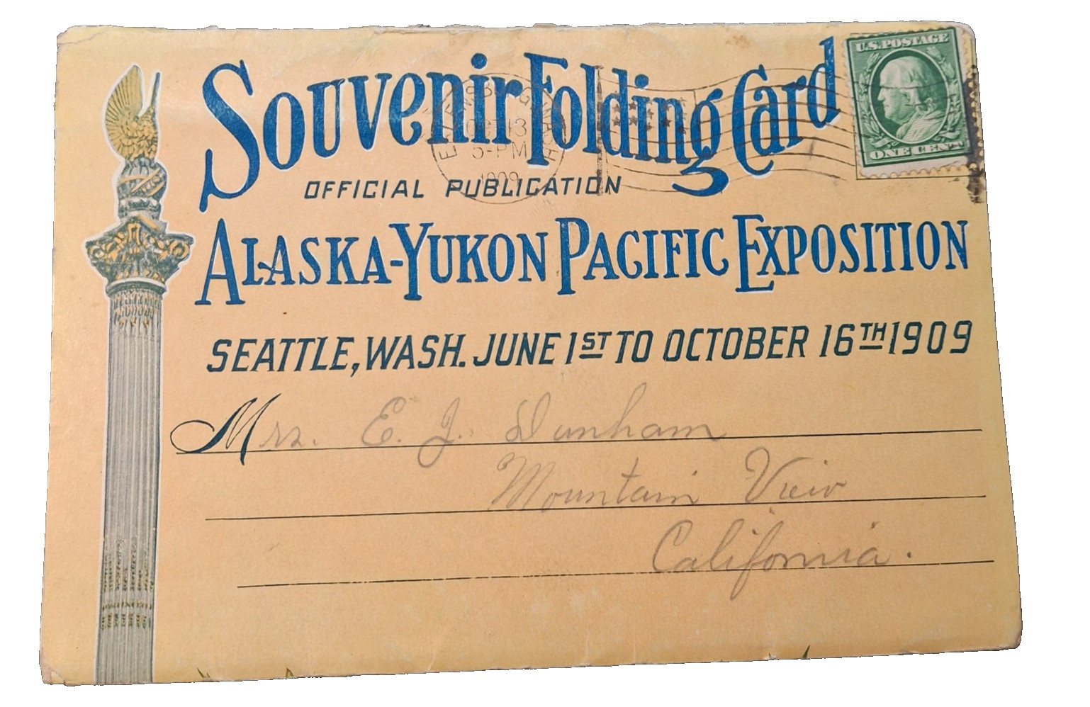 1909 Alaska-Yukon Pacific Exposition Souvenir Folding Card Seattle World's Fair